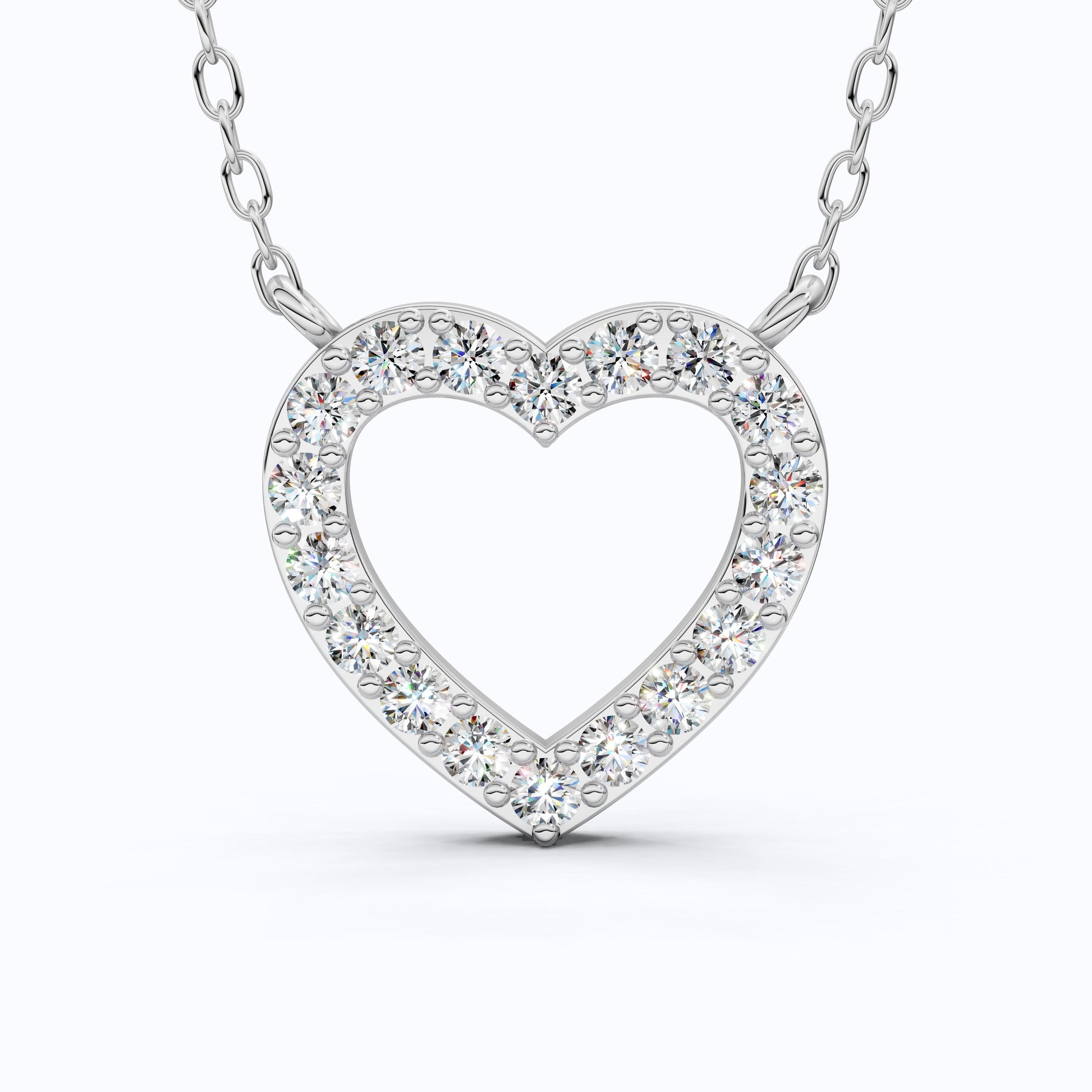 Modern Heart-Shaped Pavé Diamond Pendant in 14k Solid Gold, 0.63 TCW Round Cut Lab Diamonds,Engagement Jewelry, Wedding Gift for Wife, Everyday Pendant