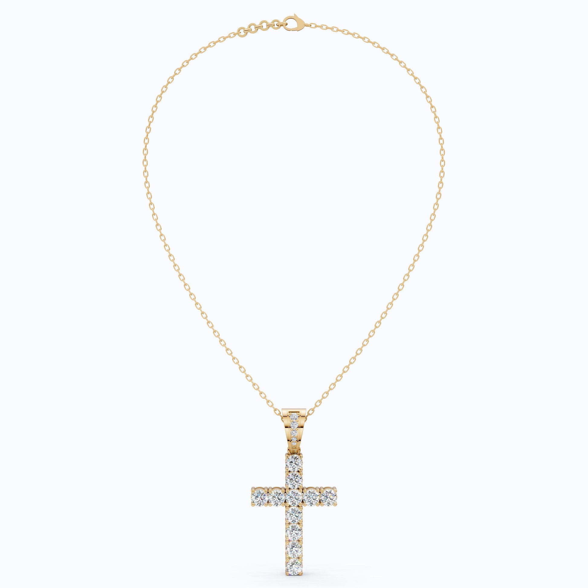 Jesus Christ Cross Diamond Hip-Hop Pendant, Classic Cross Pendant with Round Lab Diamond or Moissanite – Solid 10k/14k Gold or Silver Necklace Religious Gift for Her, Iced Out Jewelry