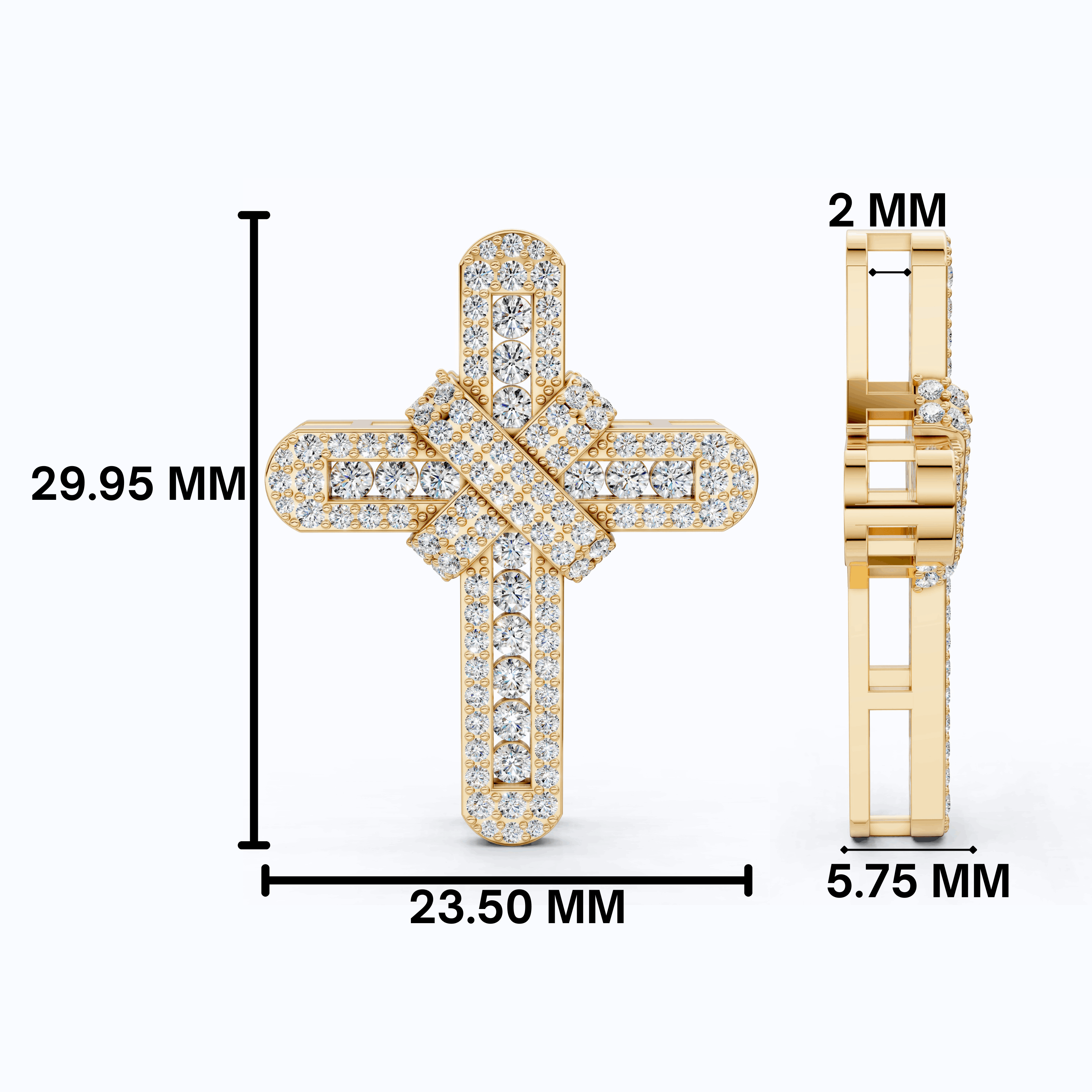 Bold Clustered Pave Cross Religious Pendant with Wrapped Design in Lab Grown Diamond-14k Solid Gold, Unique Charm Pendant, Wedding Gift for Her/Him