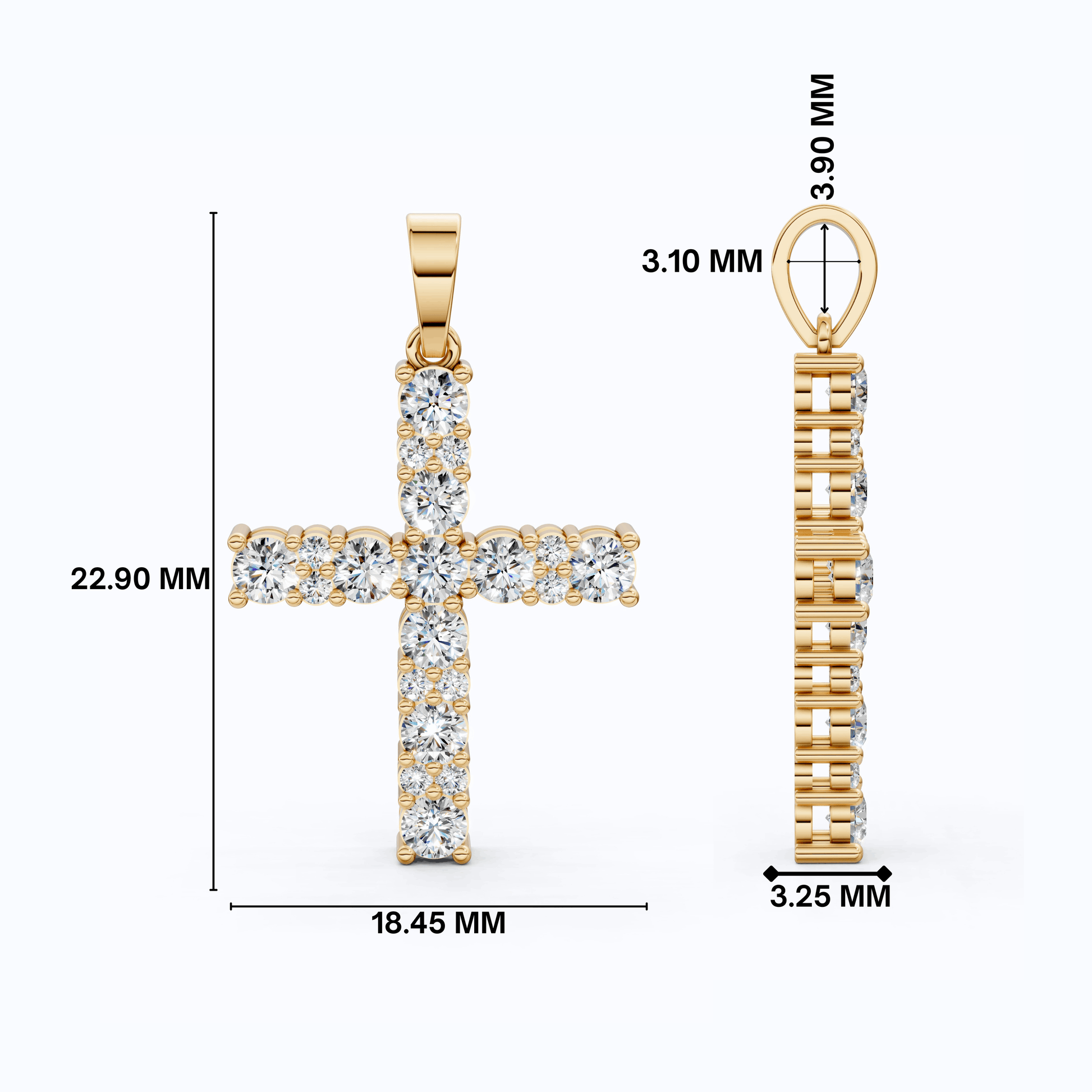 Classic Round Cluster Cross Pendant in 14K Solid Gold, 1.15 TCW Round Cut Lab Diamonds, Religious Jewelry, Birthday Gift for Her