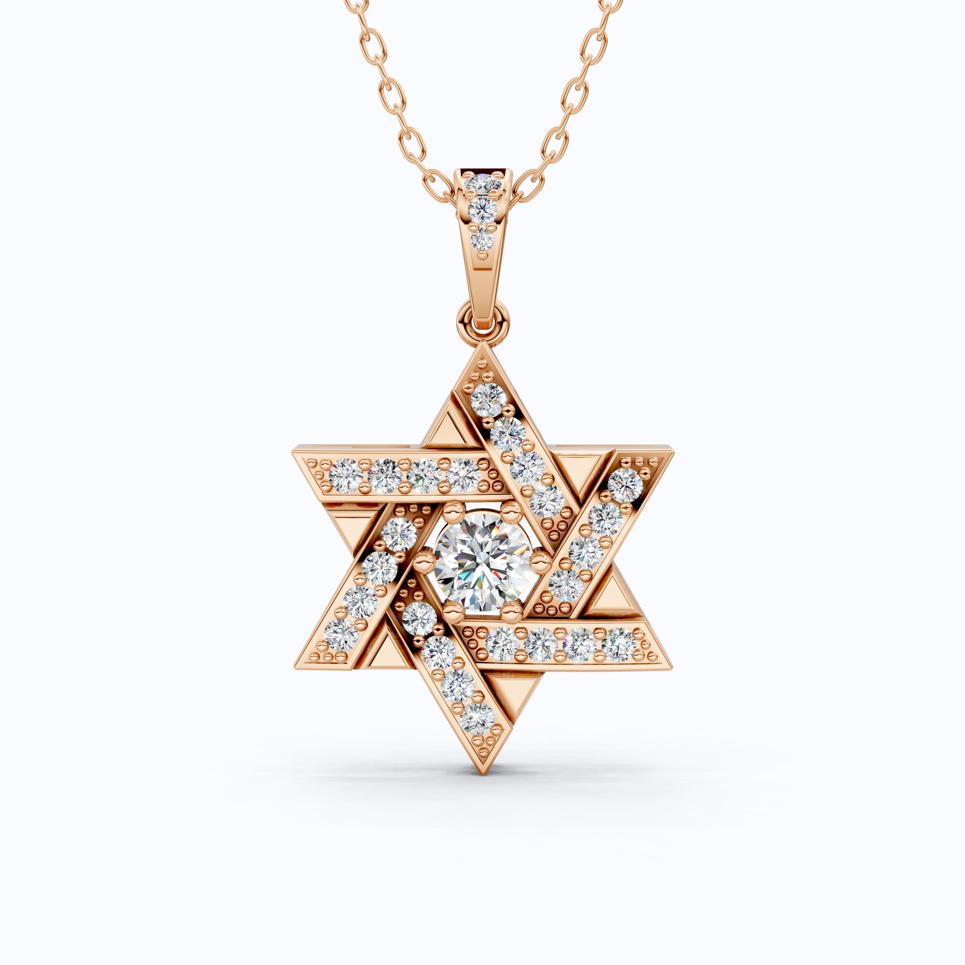 Unique Interwoven Star Diamond Pendant in 14k Solid Gold, 1.11 TCW Round Cut Lab Grown Diamonds, Perfect Gift for Women, Wedding Jewelry, Everyday Pendant