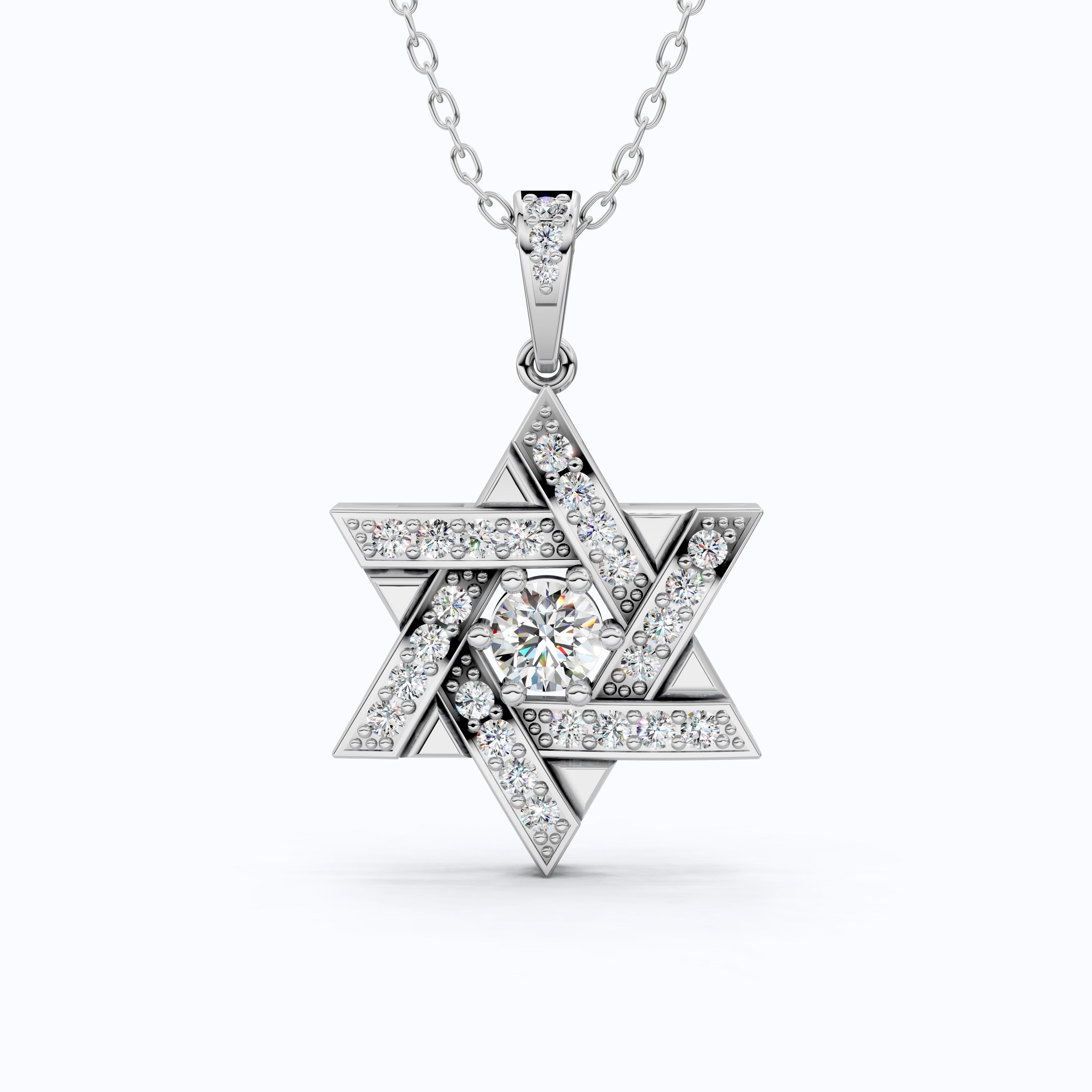 Unique Interwoven Star Diamond Pendant in 14k Solid Gold, 1.11 TCW Round Cut Lab Grown Diamonds, Perfect Gift for Women, Wedding Jewelry, Everyday Pendant