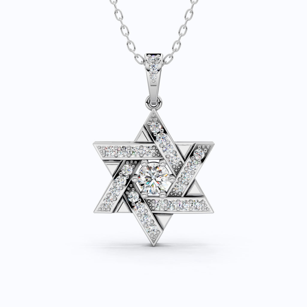 Unique Interwoven Star Diamond Pendant in 14k Solid Gold, 1.11 TCW Round Cut Lab Grown Diamonds, Perfect Gift for Women, Wedding Jewelry, Everyday Pendant