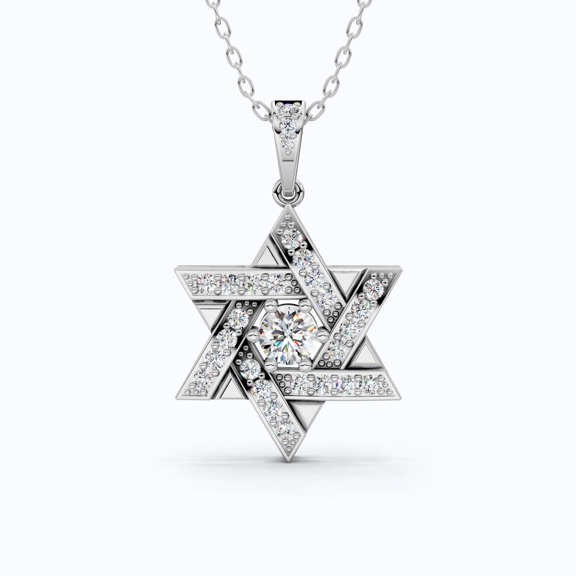 Unique Interwoven Star Diamond Pendant in 14k Solid Gold, 1.11 TCW Round Cut Lab Grown Diamonds, Perfect Gift for Women, Wedding Jewelry, Everyday Pendant