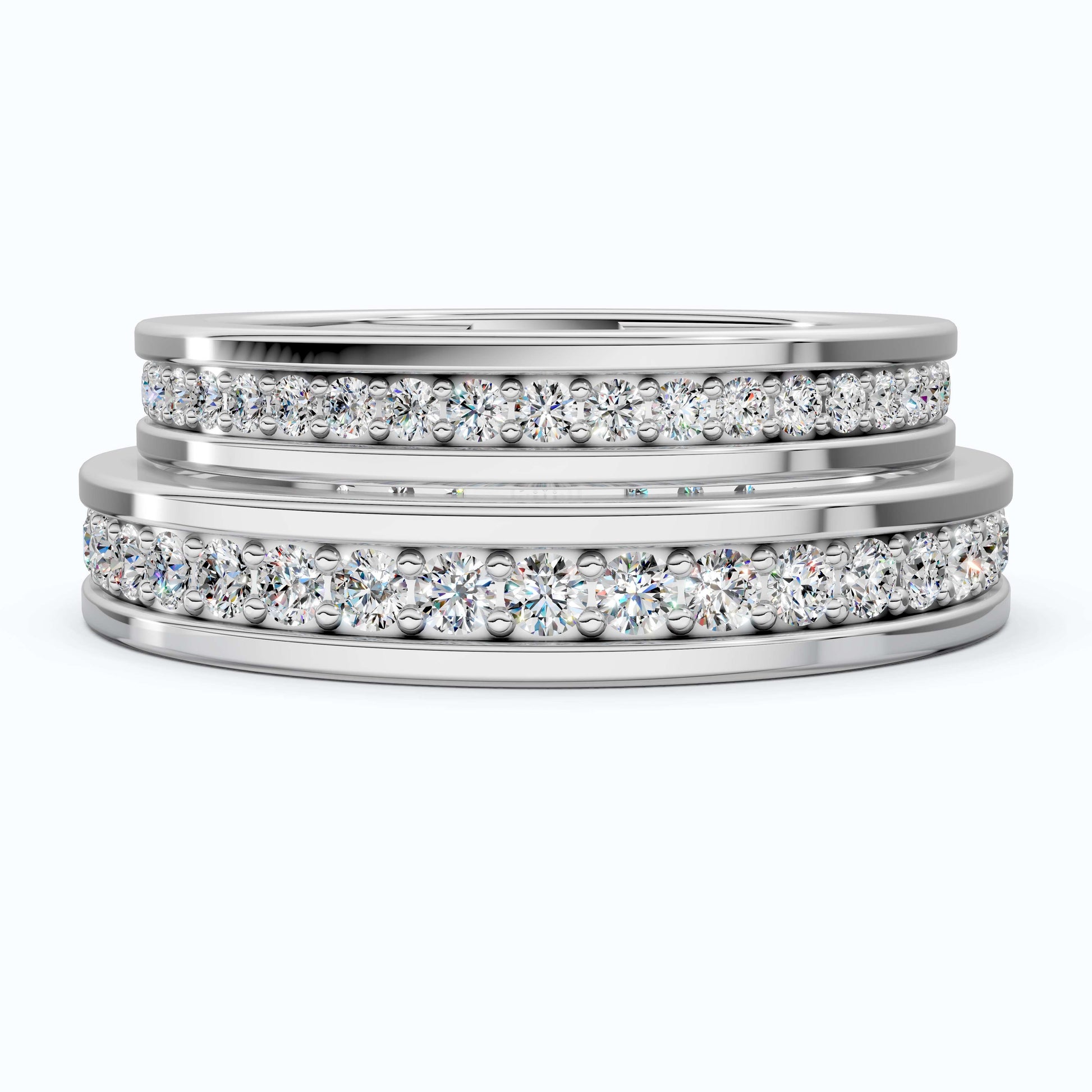 Classic Eternity Channel Set Couple Rings in 14k Solid Gold, 1.45 TCW Round Cut Lab Grown Diamonds, Anniversary Gift for Her, Everyday Bands