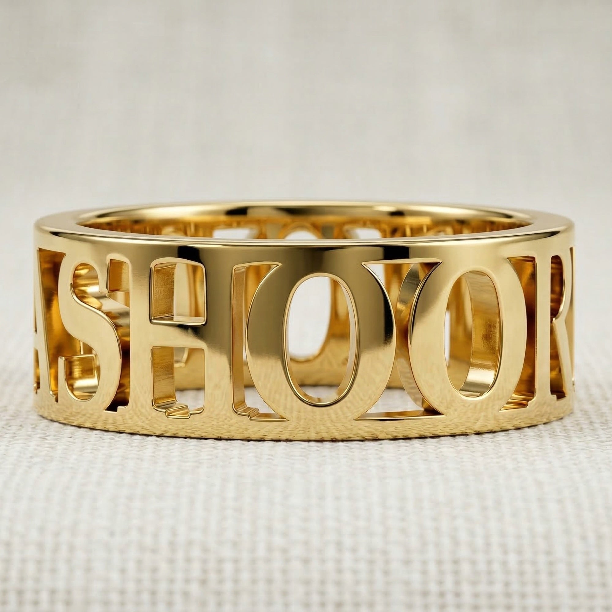 14k Solid Gold Modern Personalized Name Custom Wedding Band, Wide Statement Band, Custom Word Jewelry, Birthday Gift for Her/Him, Daily Wear Jewelry