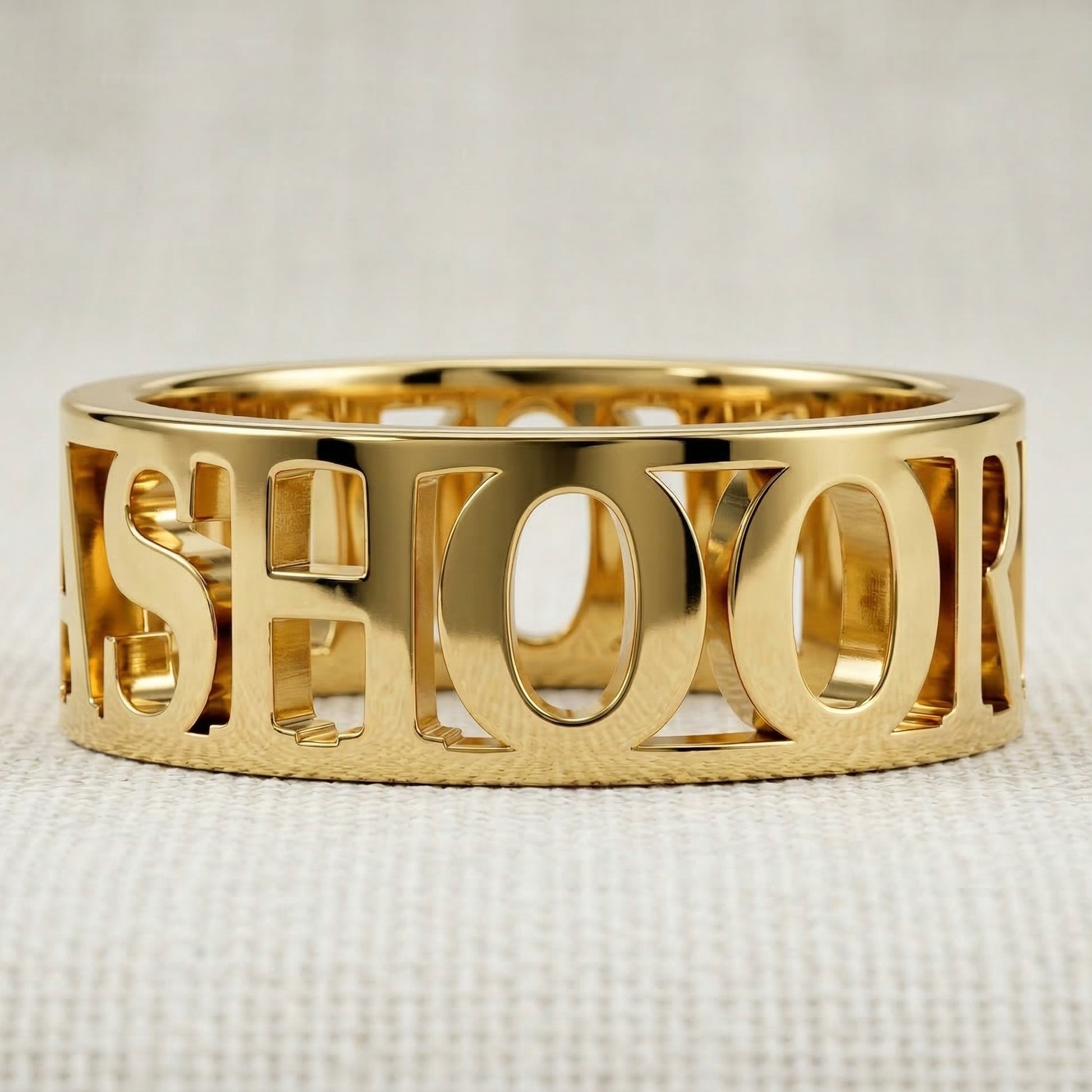 14k Solid Gold Modern Personalized Name Custom Wedding Band, Wide Statement Band, Custom Word Jewelry, Birthday Gift for Her/Him, Daily Wear Jewelry