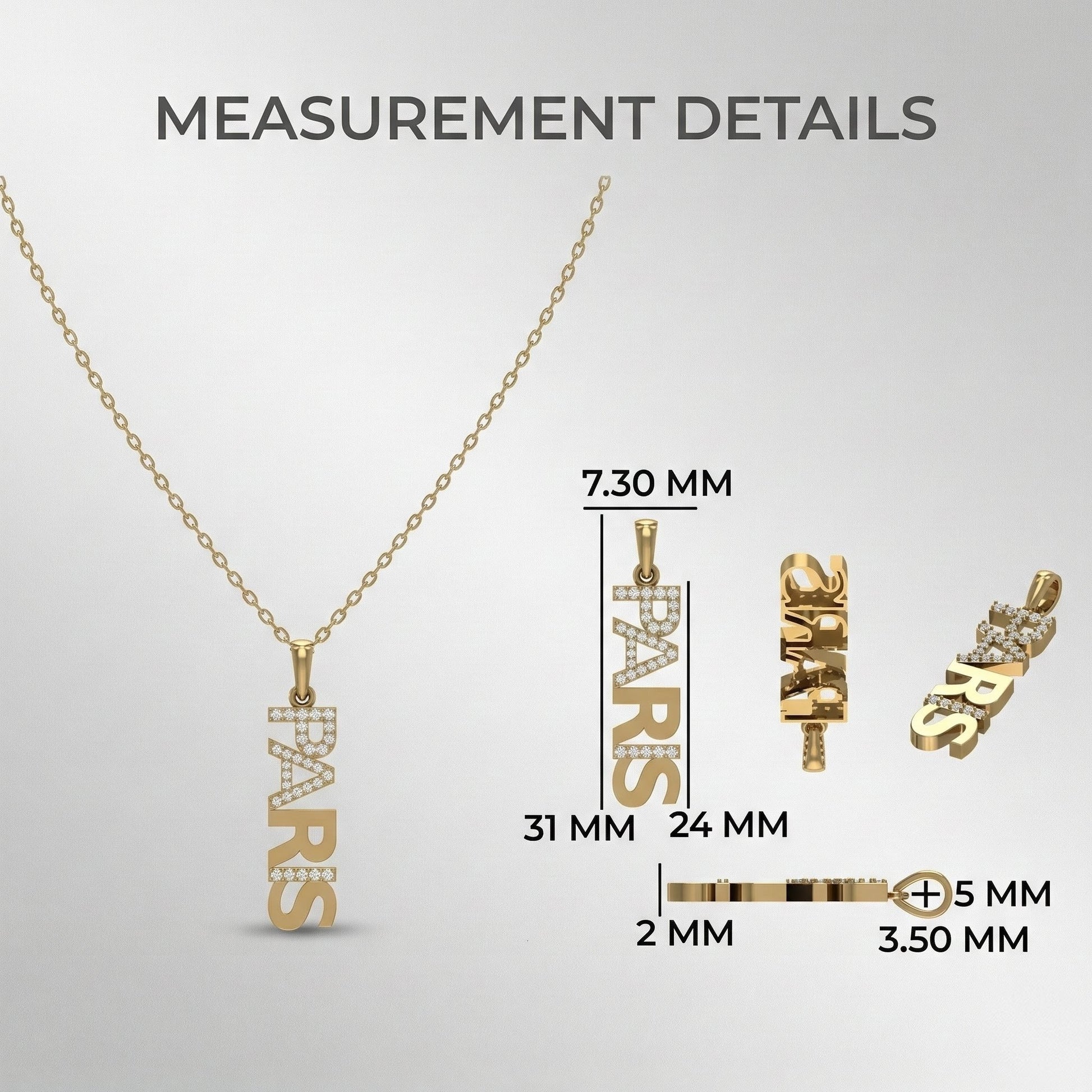 14K Solid Gold Custom Vertical Name Pendant with Diamonds, Personalized Pave Gold Fine Jewelry, Elegant Dainty Vertical Nameplate Pendant for Her