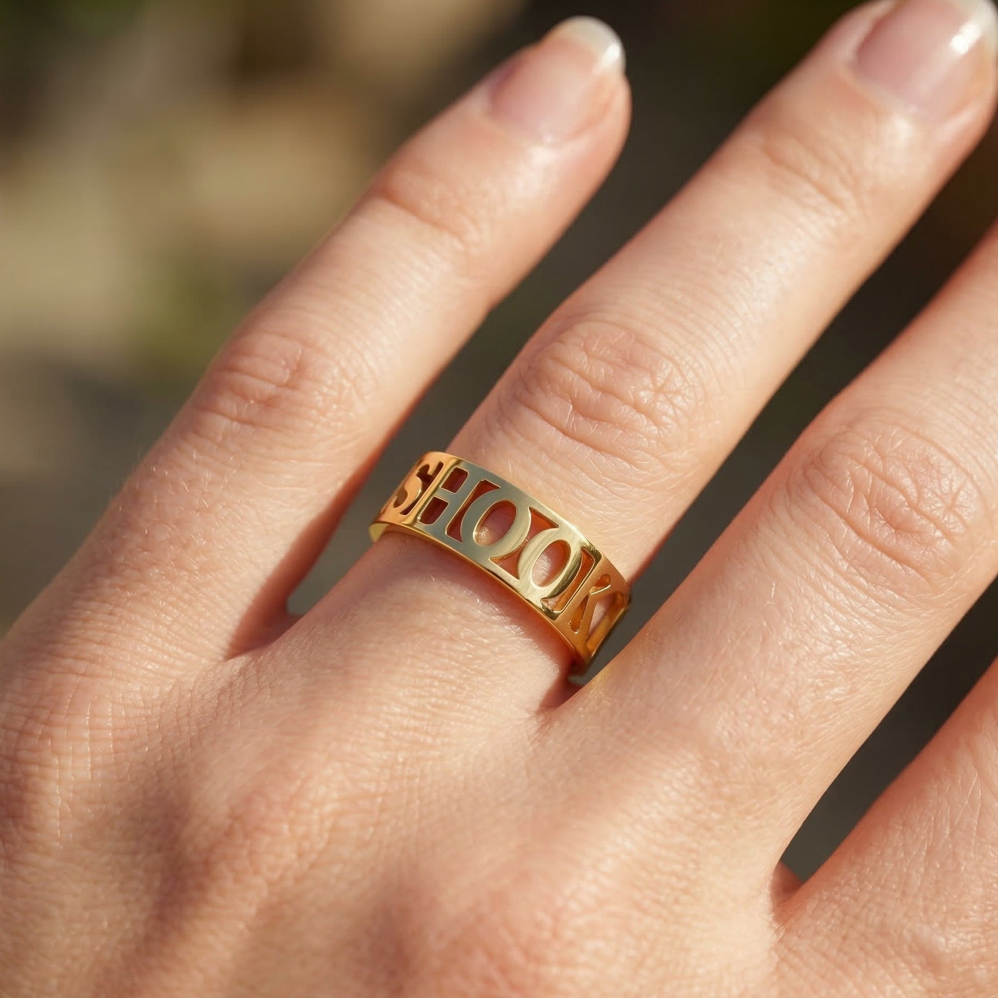 14k Solid Gold Modern Personalized Name Custom Wedding Band, Wide Statement Band, Custom Word Jewelry, Birthday Gift for Her/Him, Daily Wear Jewelry