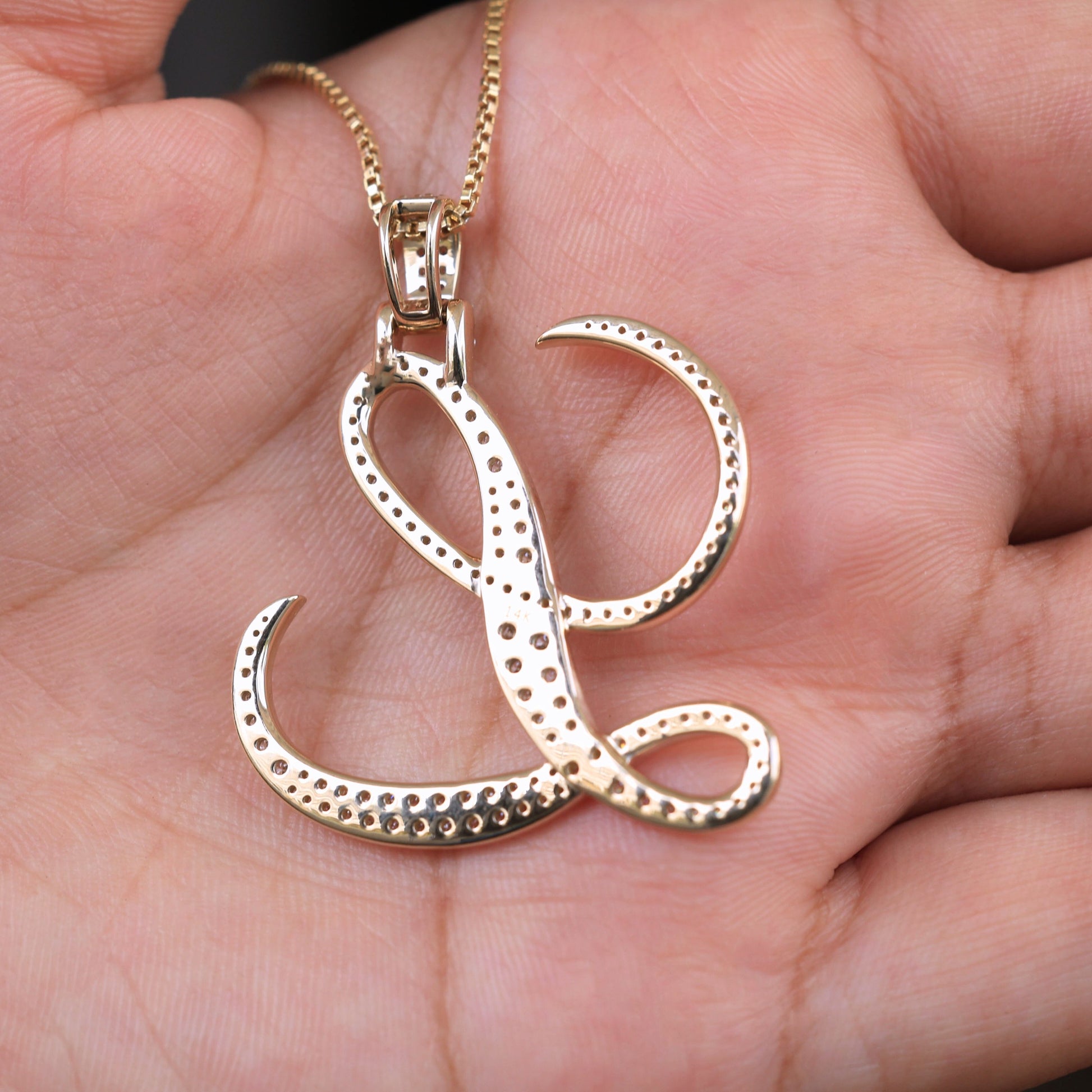 Custom Script Initial Hip-Hop Alphabet Pendant in Lab Diamond – 10k Solid Gold or Silver, Birthday Gift for Her, Handmade Fine Jewelry