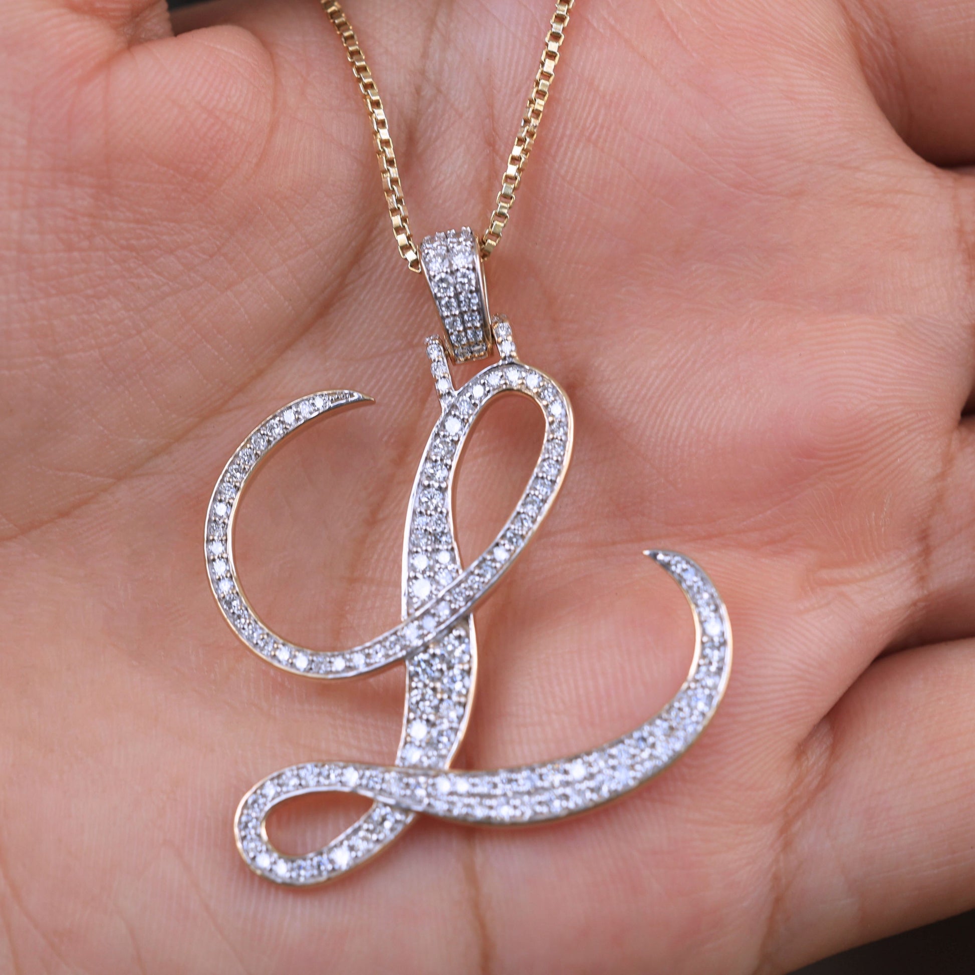 Custom Script Initial Hip-Hop Alphabet Pendant in Lab Diamond – 10k Solid Gold or Silver, Birthday Gift for Her, Handmade Fine Jewelry