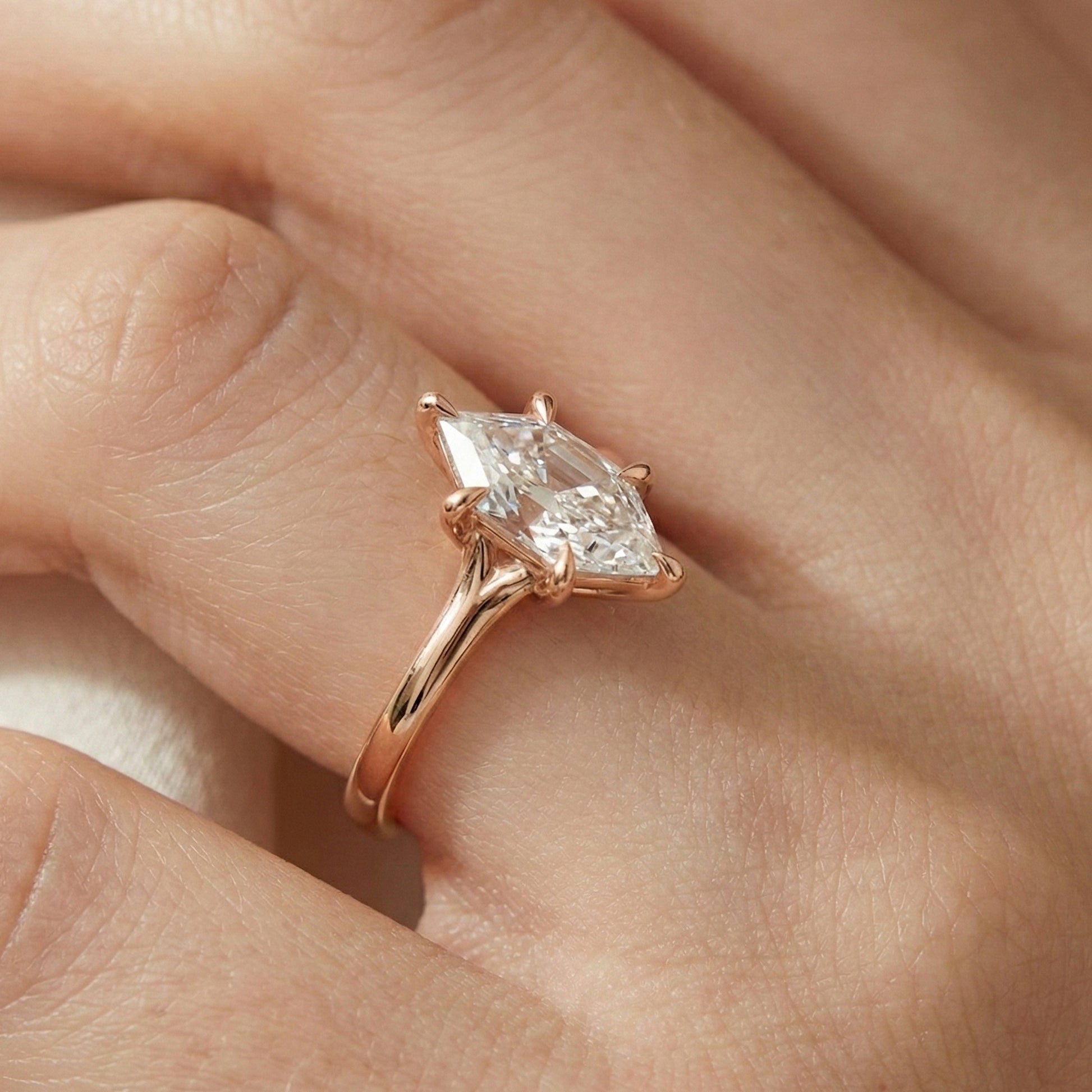 Unique Six Prong Solitaire Engagement Ring in 14k Solid Gold, 1.00 CT Dutch Marquise Cut Lab Created Diamond, Promise Ring, Gift for Women