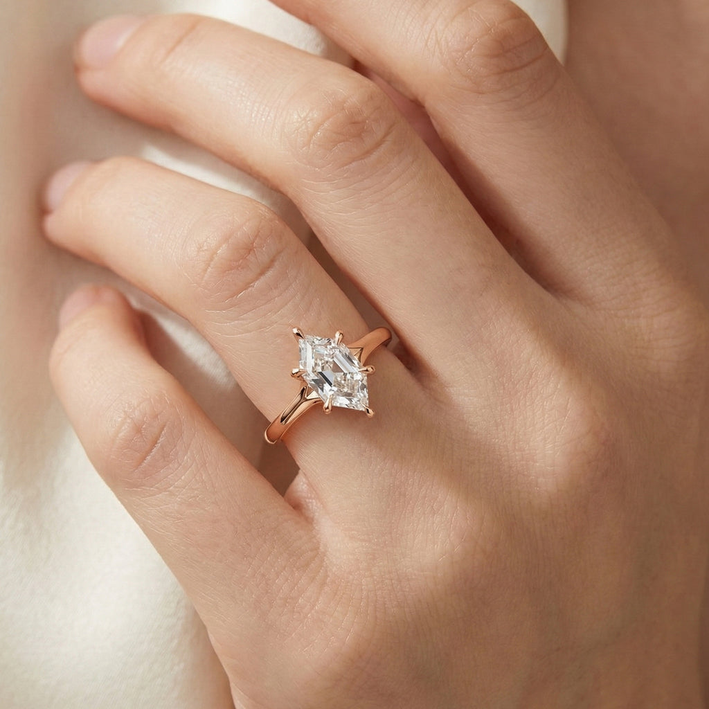 Unique Six Prong Solitaire Engagement Ring in 14k Solid Gold, 1.00 CT Dutch Marquise Cut Lab Created Diamond, Promise Ring, Gift for Women