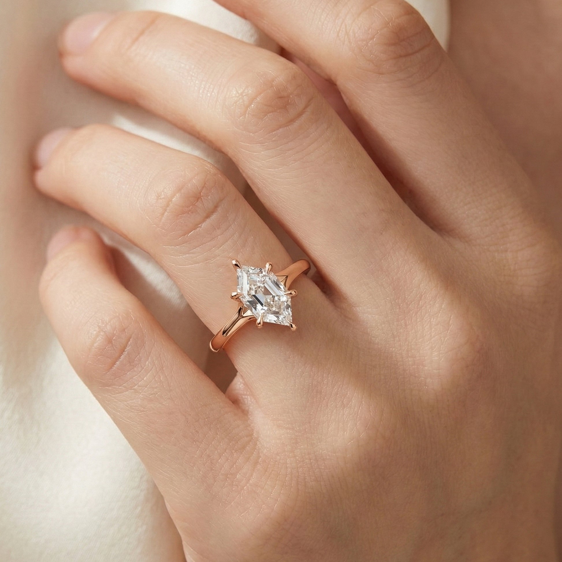 Unique Six Prong Solitaire Engagement Ring in 14k Solid Gold, 1.00 CT Dutch Marquise Cut Lab Created Diamond, Promise Ring, Gift for Women