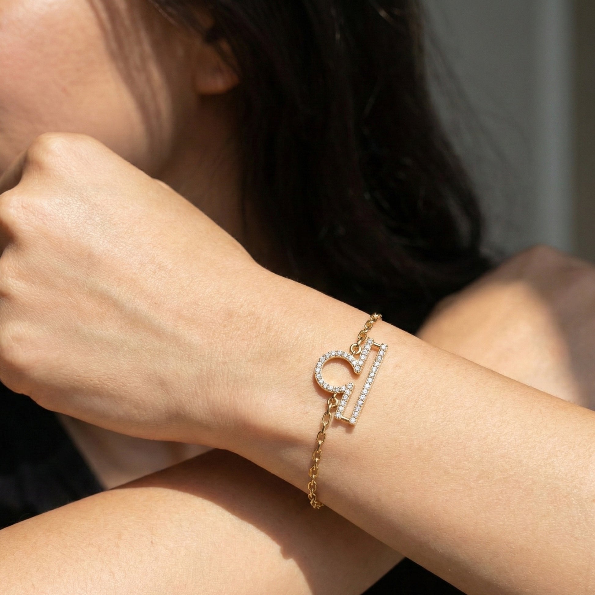 Libra Zodiac Sign Chain Bracelet in 14K Solid Gold, 0.42 TCW Round Cut Lab Created Diamonds, Dainty Chain, Gift for Her, Fashion Jewelry