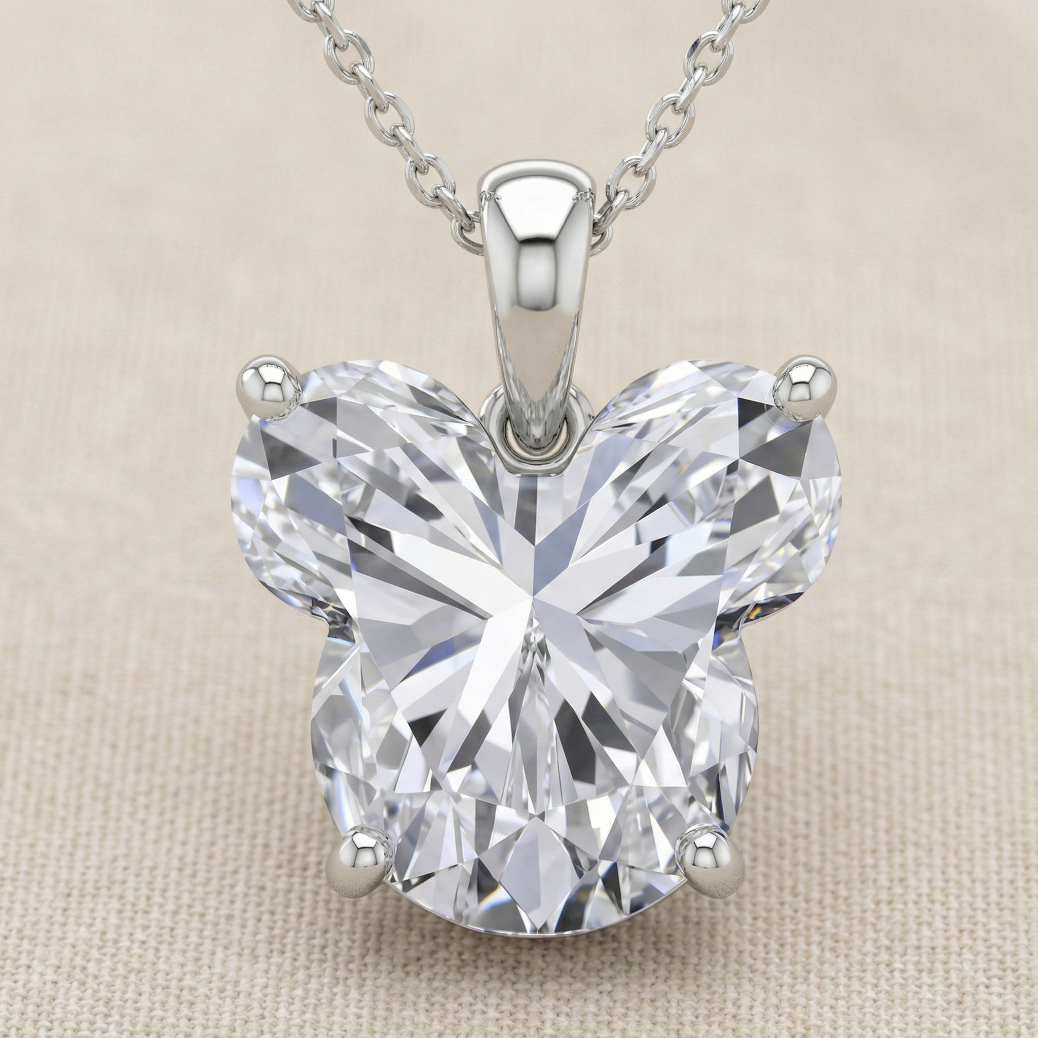 Custom Cut Mickey Mouse Lab Created Diamond Pendant, 1 Carat Solitaire in 14K Gold or 925 Silver, Magical Theme Jewelry Gift for Her