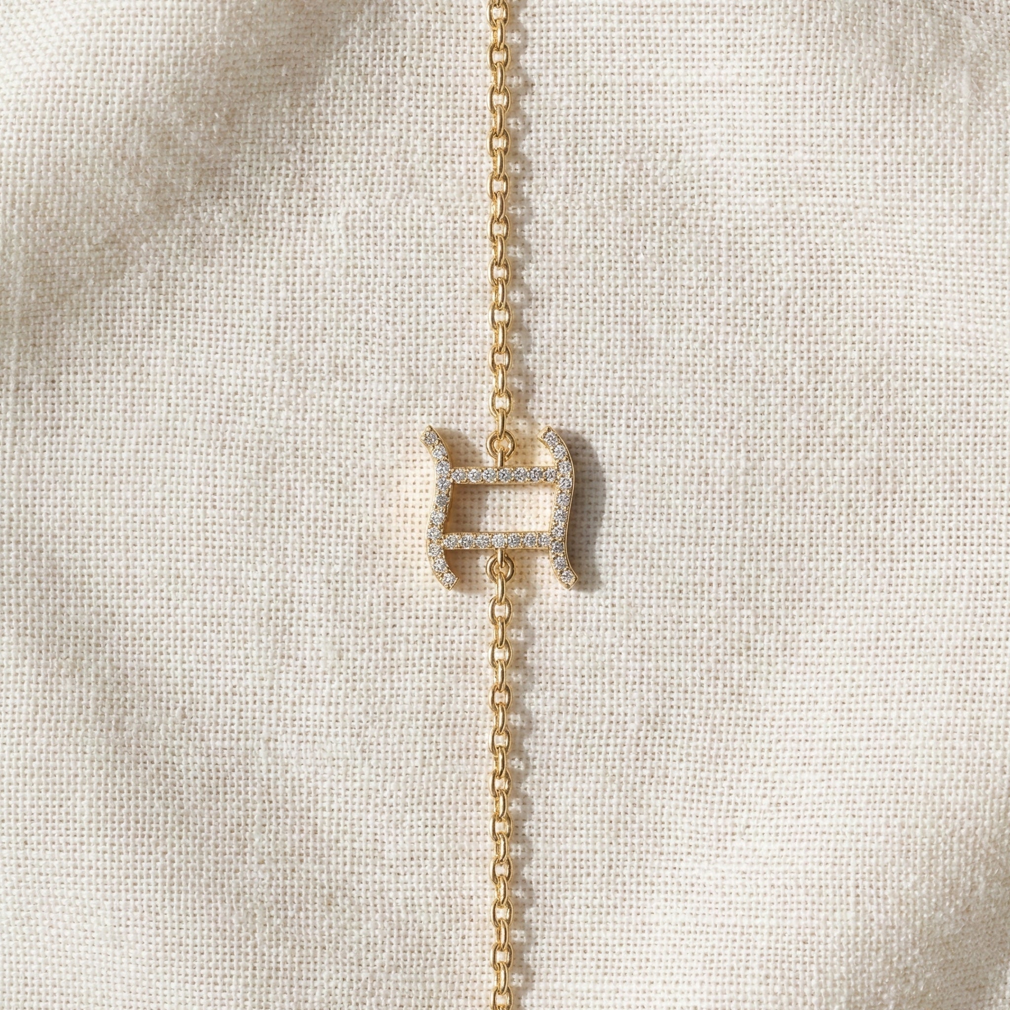 Stacking Gemini Zodiac Sign Bracelet in 14K Solid Gold, 0.34 TCW Round Cut Lab Grown Diamonds, Dainty Charm, Astrology Gift Jewelry