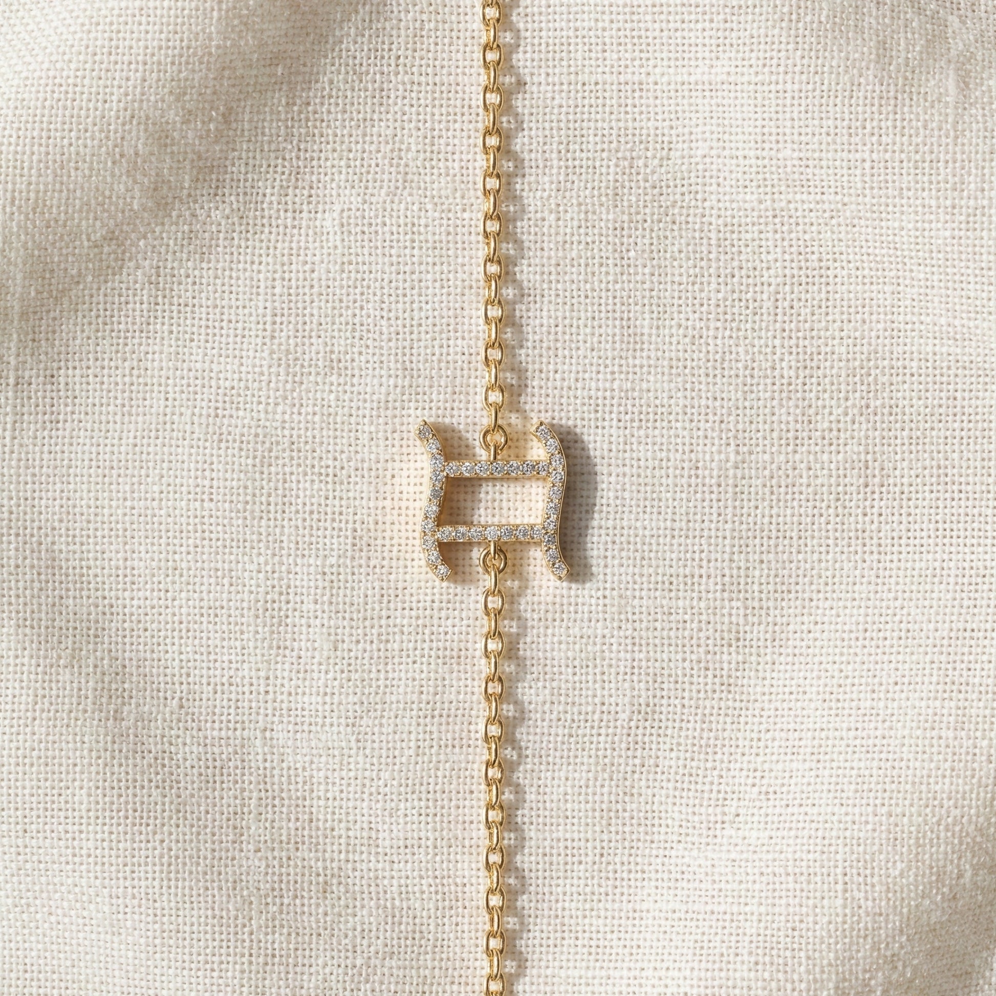 Stacking Gemini Zodiac Sign Bracelet in 14K Solid Gold, 0.34 TCW Round Cut Lab Grown Diamonds, Dainty Charm, Astrology Gift Jewelry