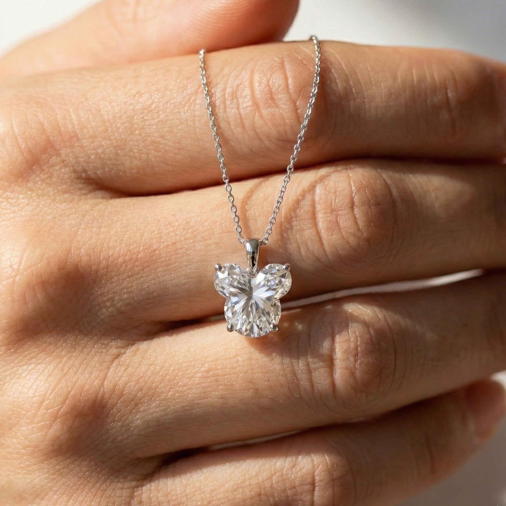 Custom Cut Mickey Mouse Lab Created Diamond Pendant, 1 Carat Solitaire in 14K Gold or 925 Silver, Magical Theme Jewelry Gift for Her