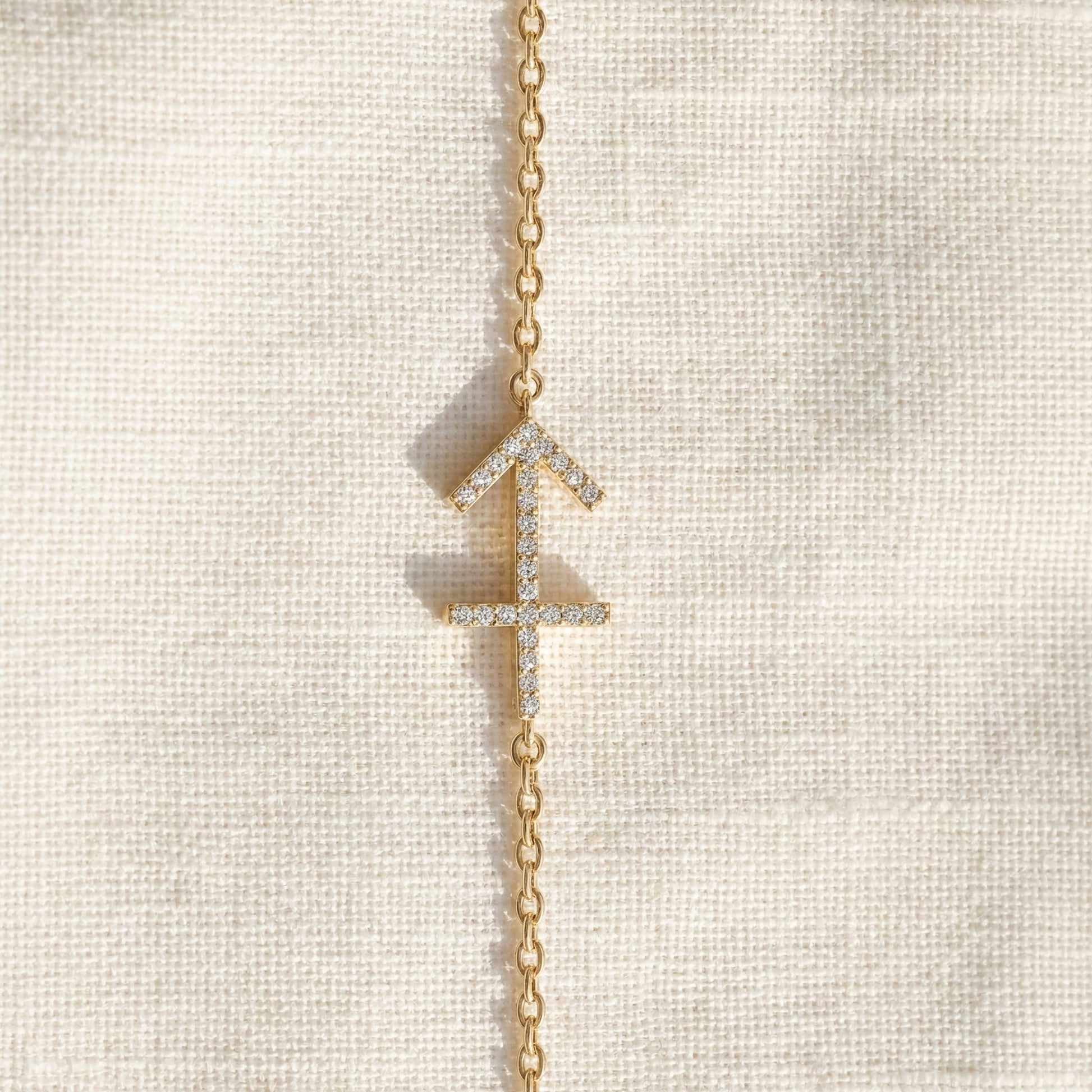 14K Yellow Gold Sagittarius Zodiac Sign Bracelet, 0.26 TCW Round Cut Lab Grown Diamonds, Birthday Gift for Her, Handmade Fine Jewelry