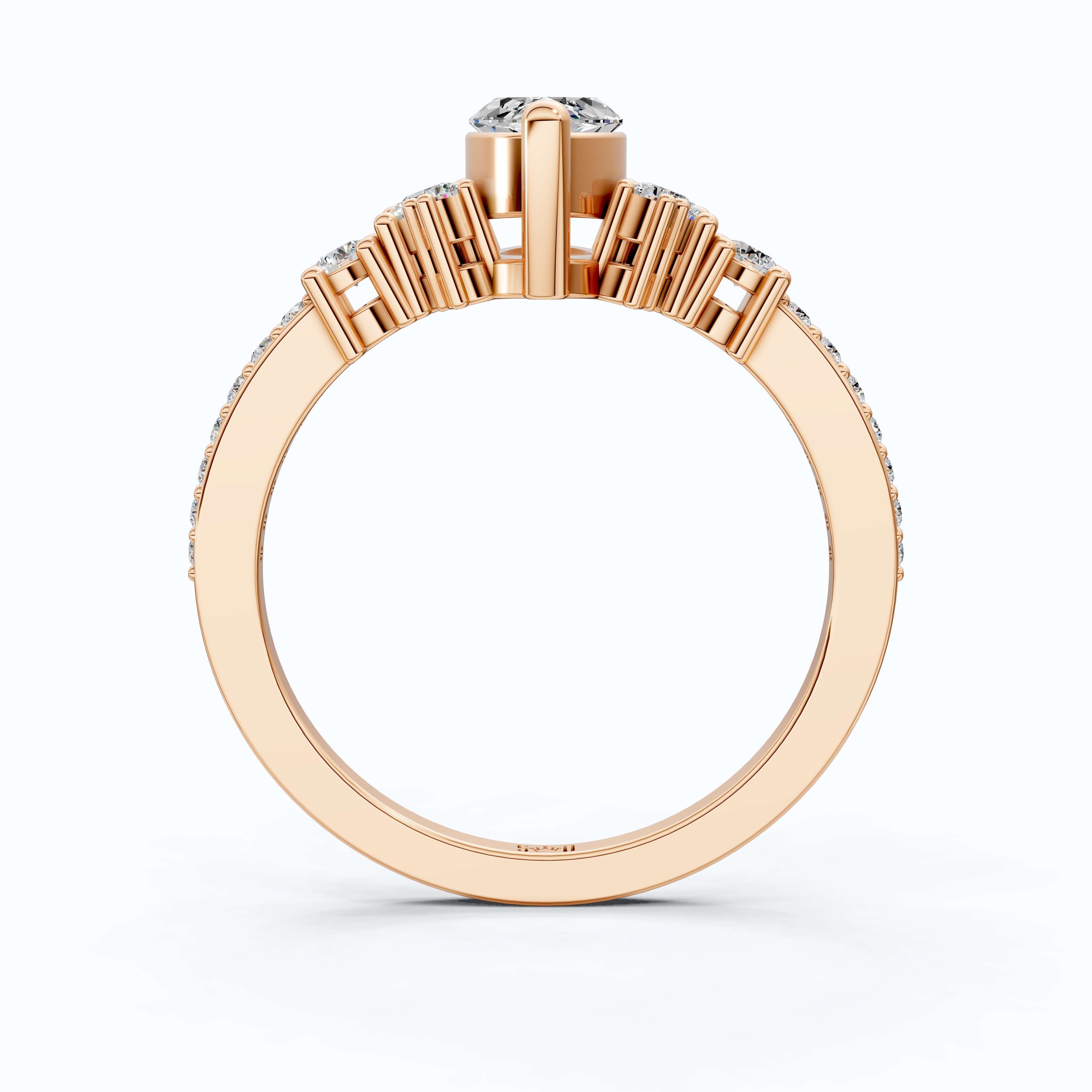 Marquise Cluster Halo Pave Engagement Ring in 14K Yellow Gold, 0.74 TCW Marquise/Round Cut Lab Created Diamonds, Handmade Jewelry, Anniversary Gift