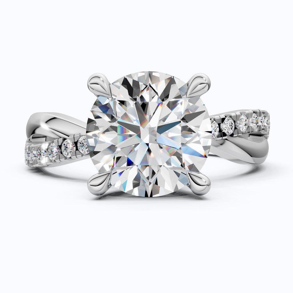 Unique Solitaire Cross Over  Engagement Ring in 14K Solid Gold, 1.75 CT Round Cut Lab Grown Diamond, Anniversary Gift, Everyday Ring For Wife
