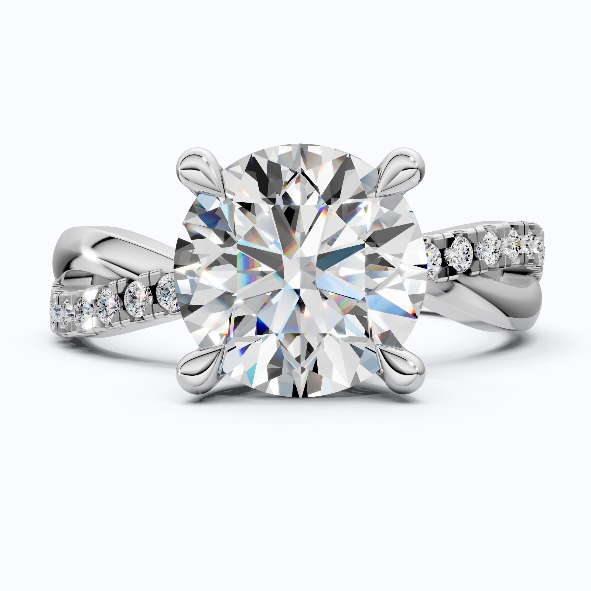 Unique Solitaire Cross Over  Engagement Ring in 14K Solid Gold, 1.75 CT Round Cut Lab Grown Diamond, Anniversary Gift, Everyday Ring For Wife