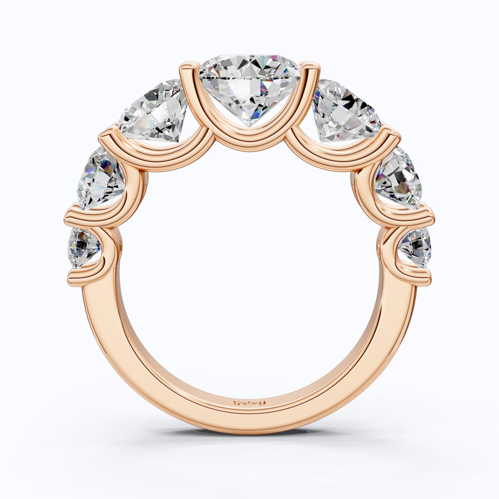 Seven Stone Graduated Prong Set Eternity Wedding Band in 14k Solid Gold, 4.61 TCW Round Cut Lab Grown Diamonds, Anniversary Gift for Wife, Everyday Wedding Band