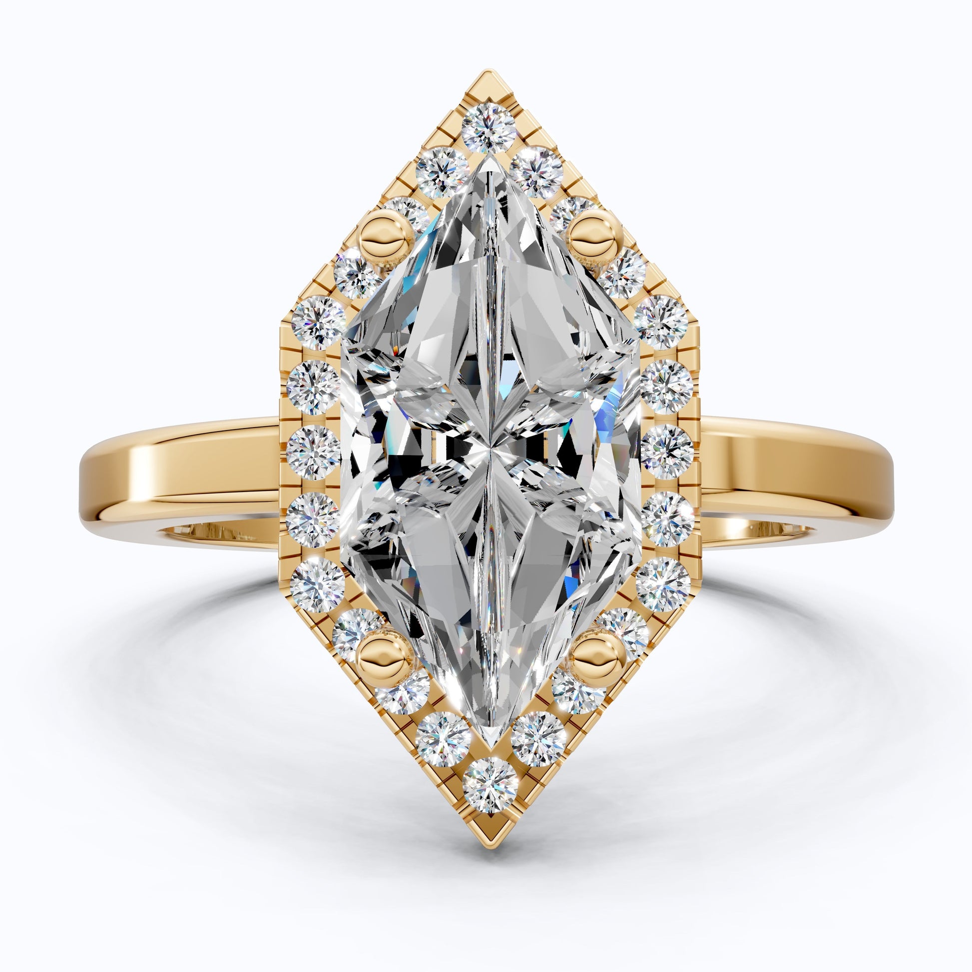 Art Deco Inspired Dutch Cut Halo Engagement Ring in 14K Solid Gold, 2.00 CT Dutch Marquise Cut Lab Created Diamond, Anniversary Gift for Her