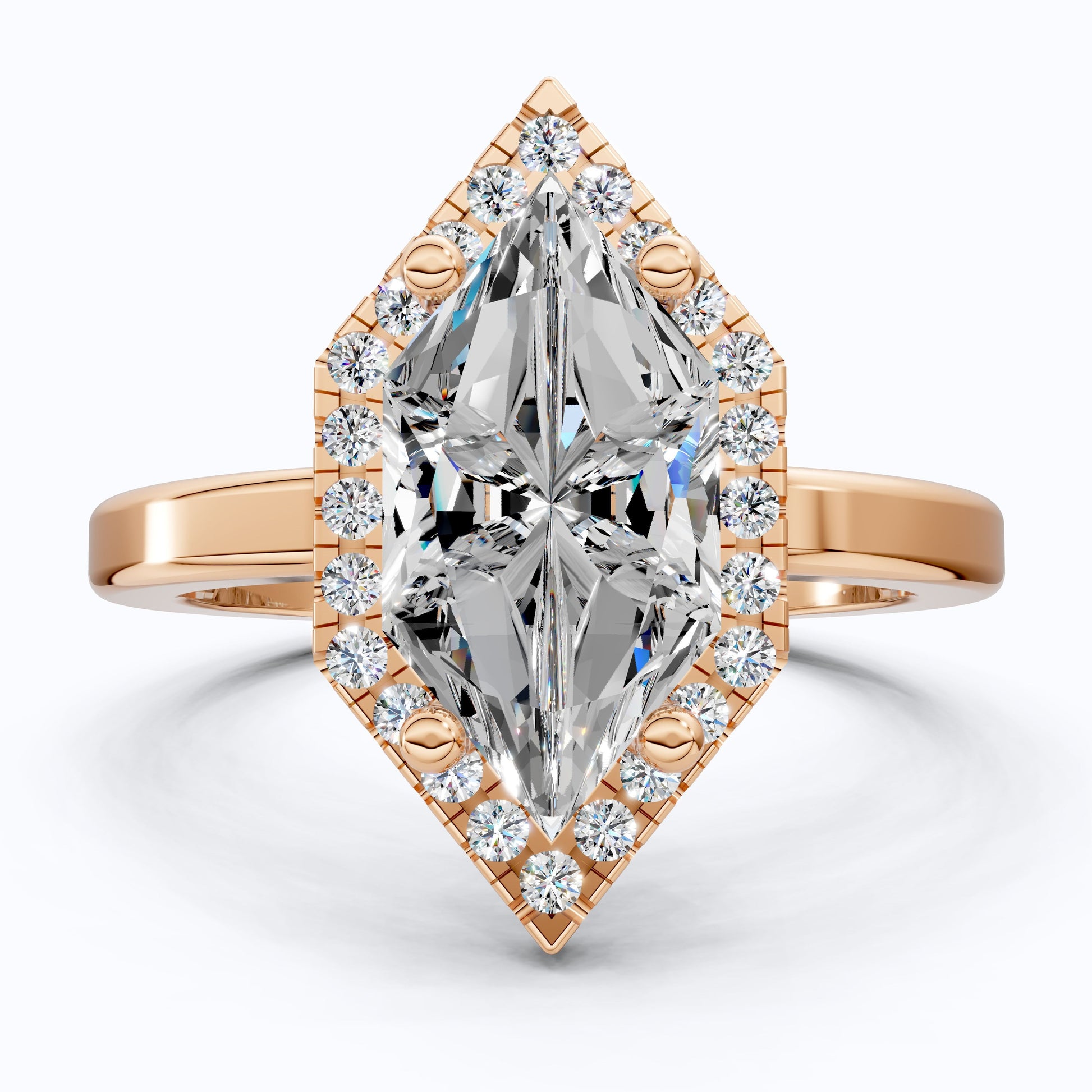 Art Deco Inspired Dutch Cut Halo Engagement Ring in 14K Solid Gold, 2.00 CT Dutch Marquise Cut Lab Created Diamond, Anniversary Gift for Her