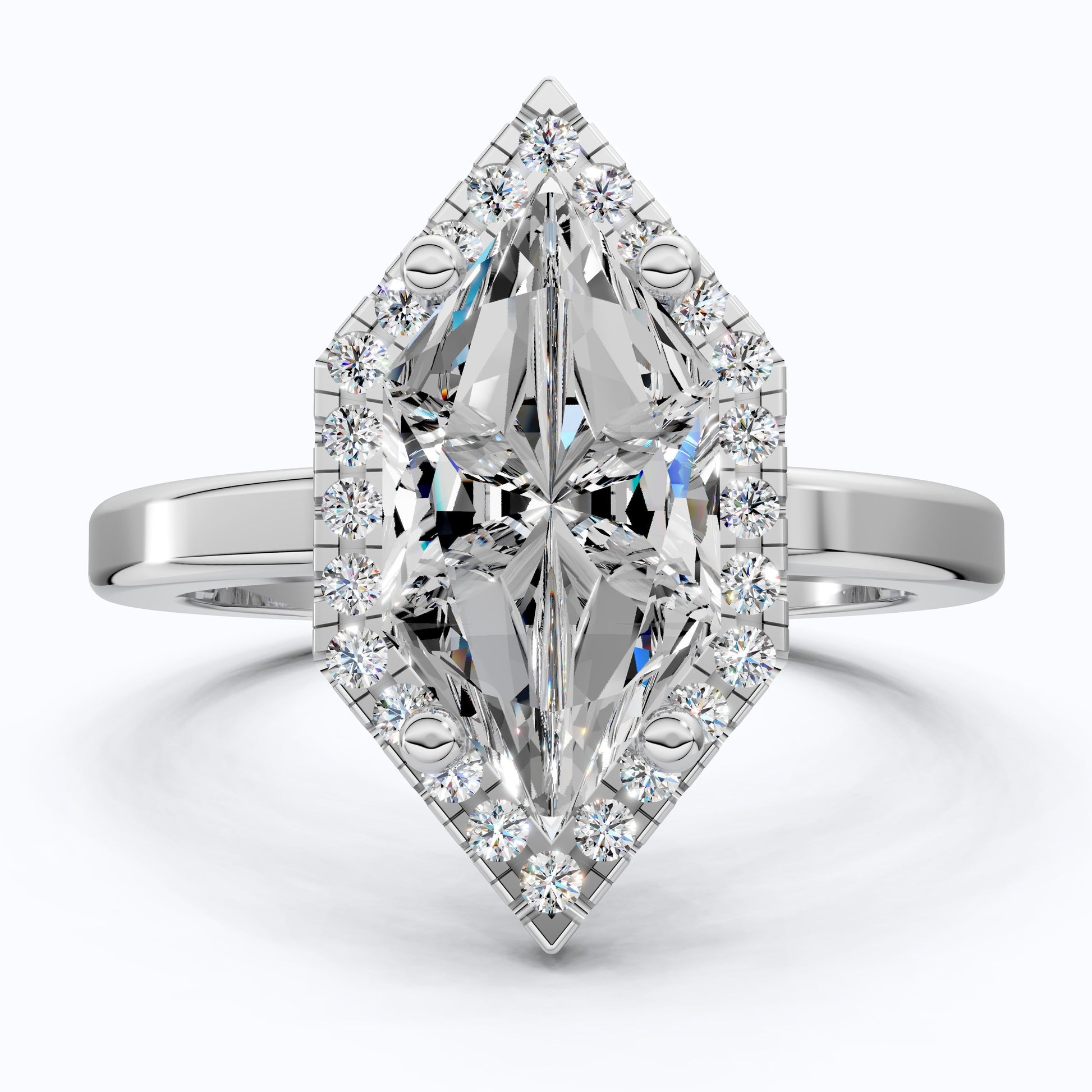 Art Deco Inspired Dutch Cut Halo Engagement Ring in 14K Solid Gold, 2.00 CT Dutch Marquise Cut Lab Created Diamond, Anniversary Gift for Her