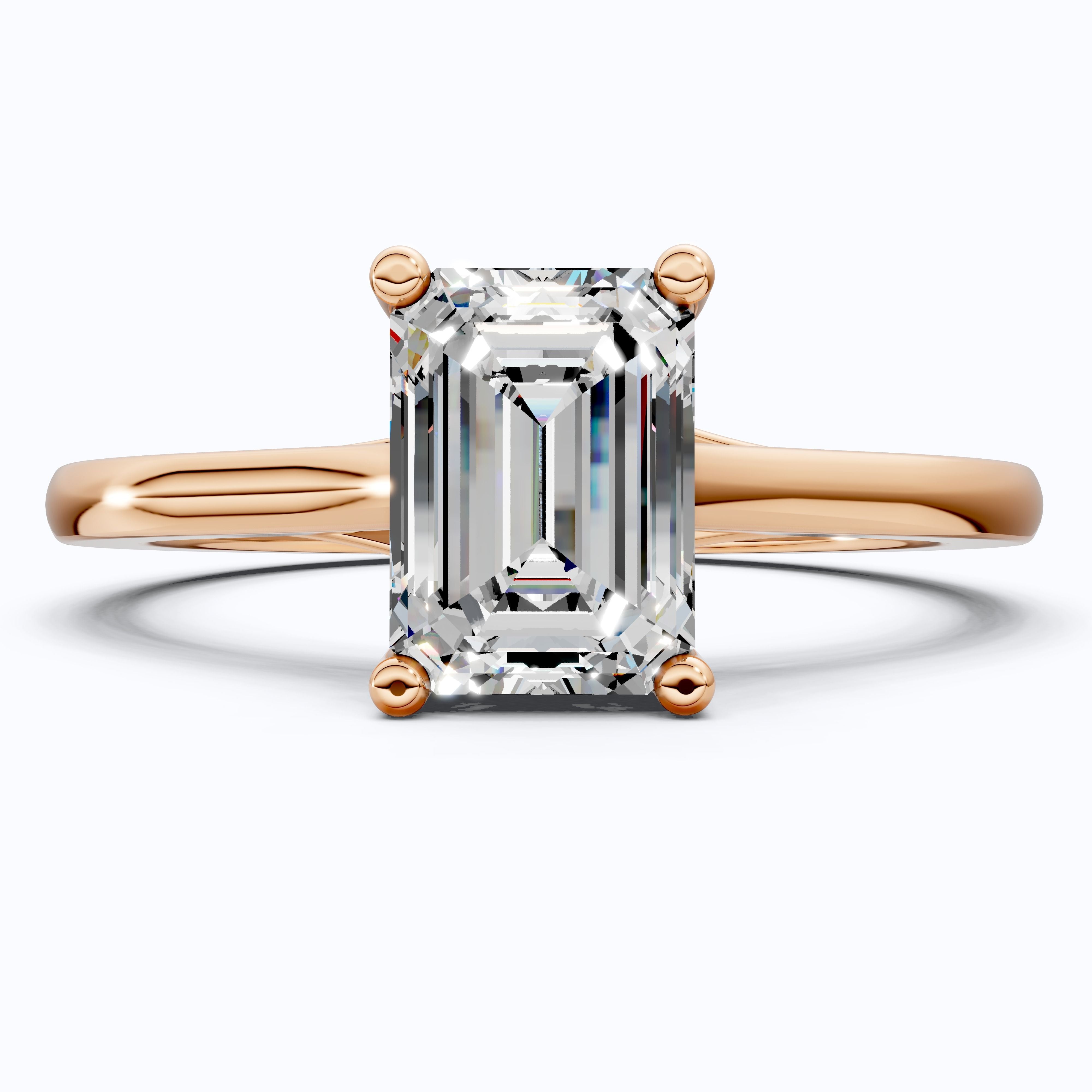 Emerald Cut Solitaire Classic Prong Set Engagement Ring in 14k Solid Gold, 1.00 CT Emerald Cut Lab Grown Diamond, Wedding Gift for Women