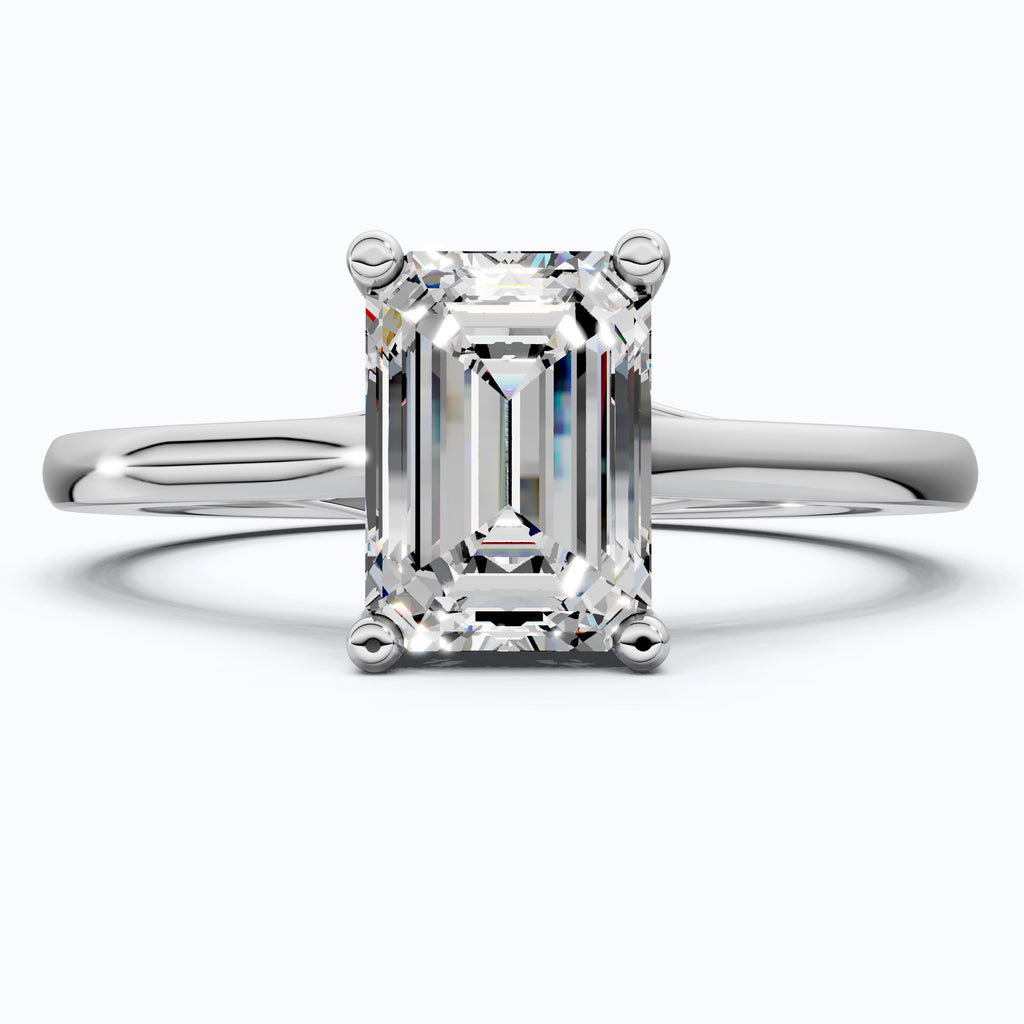 Emerald Cut Solitaire Classic Prong Set Engagement Ring in 14k Solid Gold, 1.00 CT Emerald Cut Lab Grown Diamond, Wedding Gift for Women