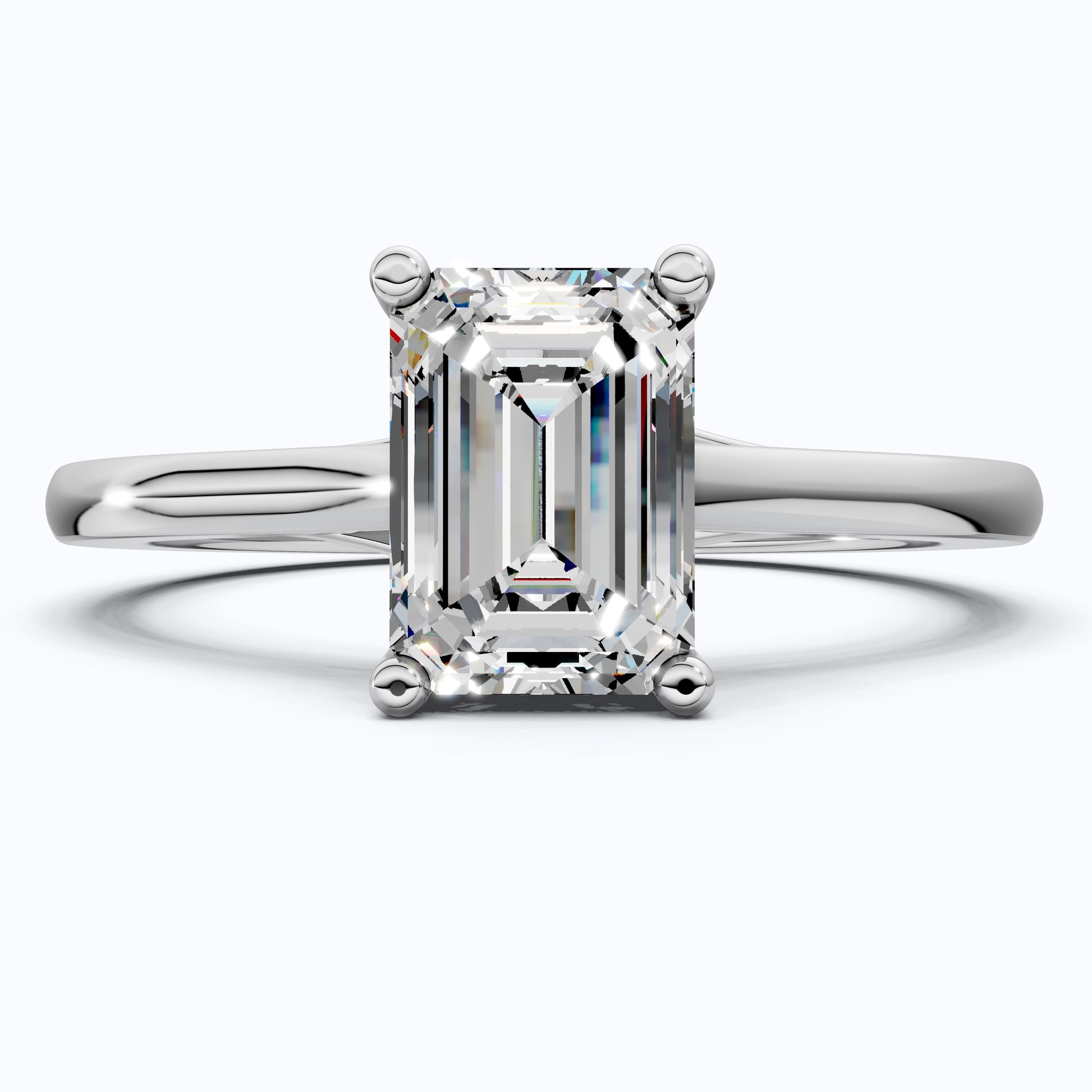 Emerald Cut Solitaire Classic Prong Set Engagement Ring in 14k Solid Gold, 1.00 CT Emerald Cut Lab Grown Diamond, Wedding Gift for Women