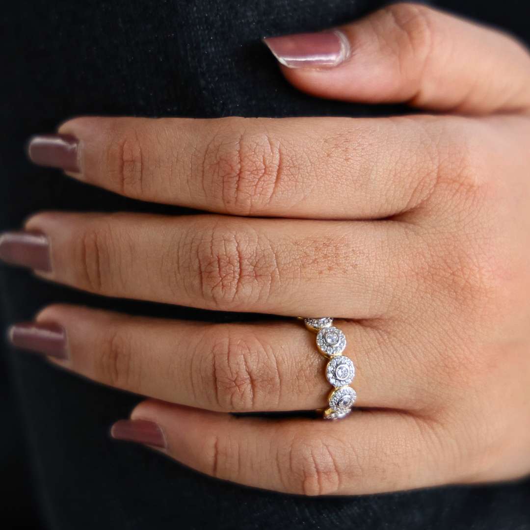 Vintage Halo Full Eternity Wedding Band in 14k Solid Gold, 1.62 TCW Round Cut Lab Created Diamonds, Birthday Gift for Her, Elegant Wedding Band