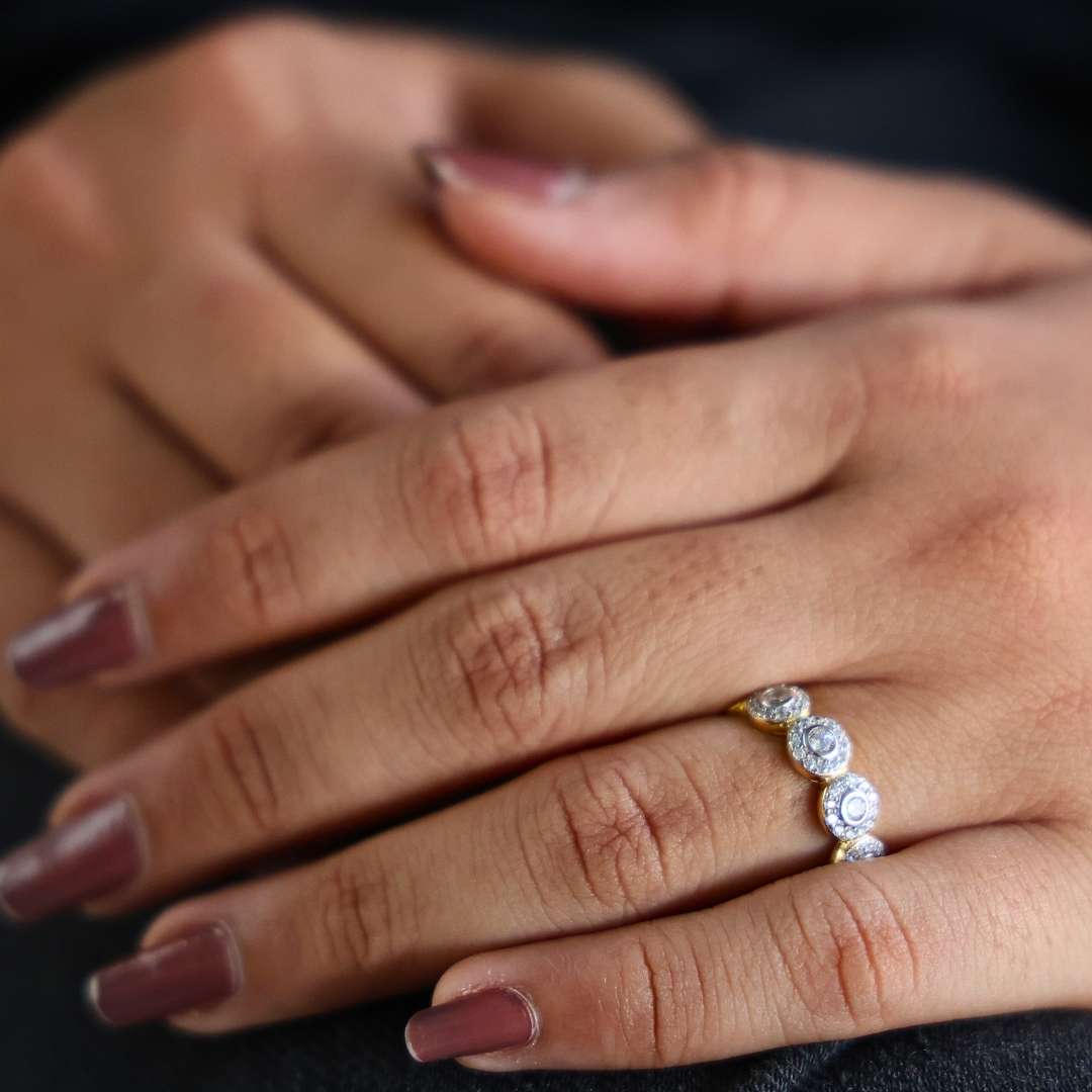 Vintage Halo Full Eternity Wedding Band in 14k Solid Gold, 1.62 TCW Round Cut Lab Created Diamonds, Birthday Gift for Her, Elegant Wedding Band