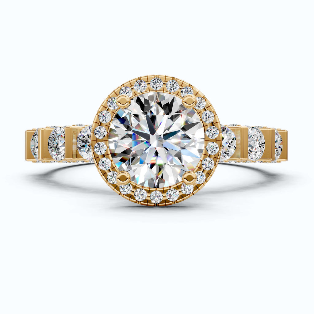 Dazzling Halo Style Engagement Ring in 14K Solid Gold, 2.42 TCW Round Cut Lab Created Diamonds, Wedding Gift for Her, Bridal Jewelry