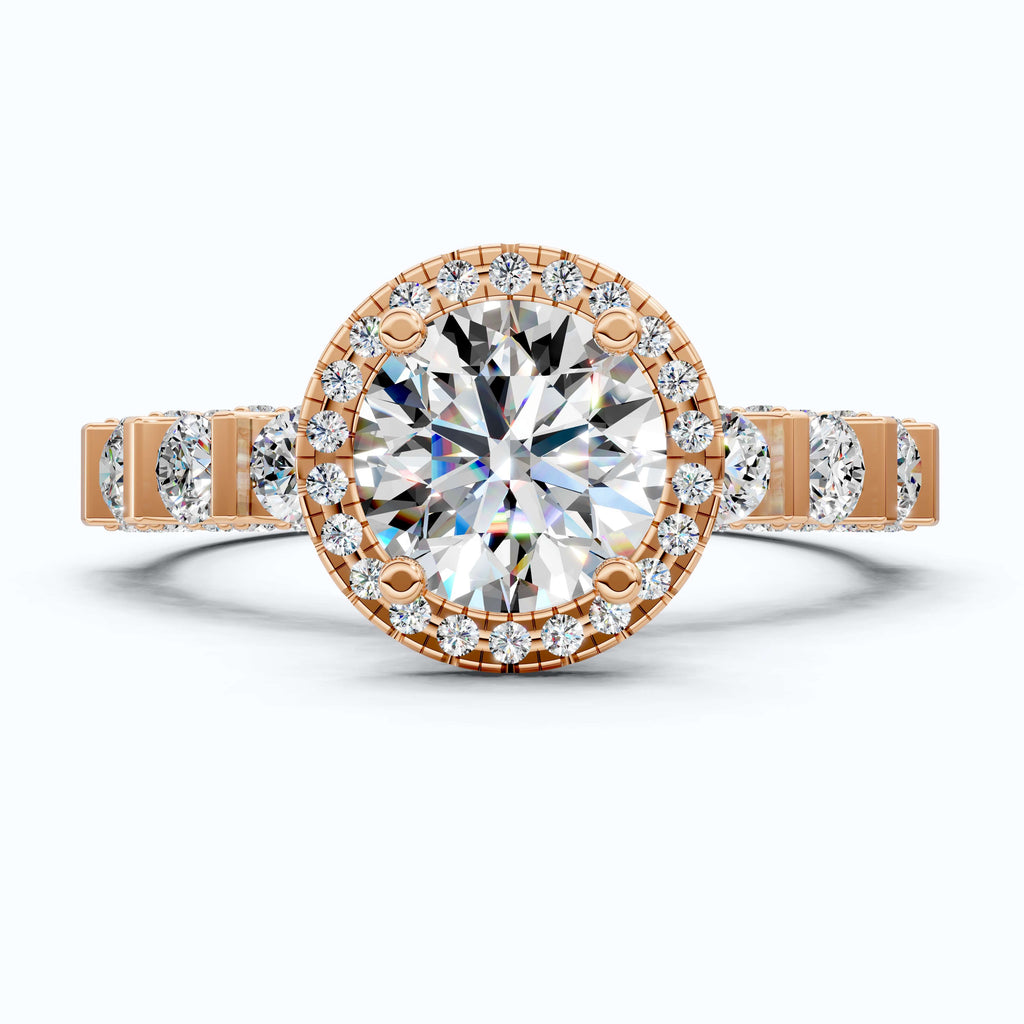 Dazzling Halo Style Engagement Ring in 14K Solid Gold, 2.42 TCW Round Cut Lab Created Diamonds, Wedding Gift for Her, Bridal Jewelry