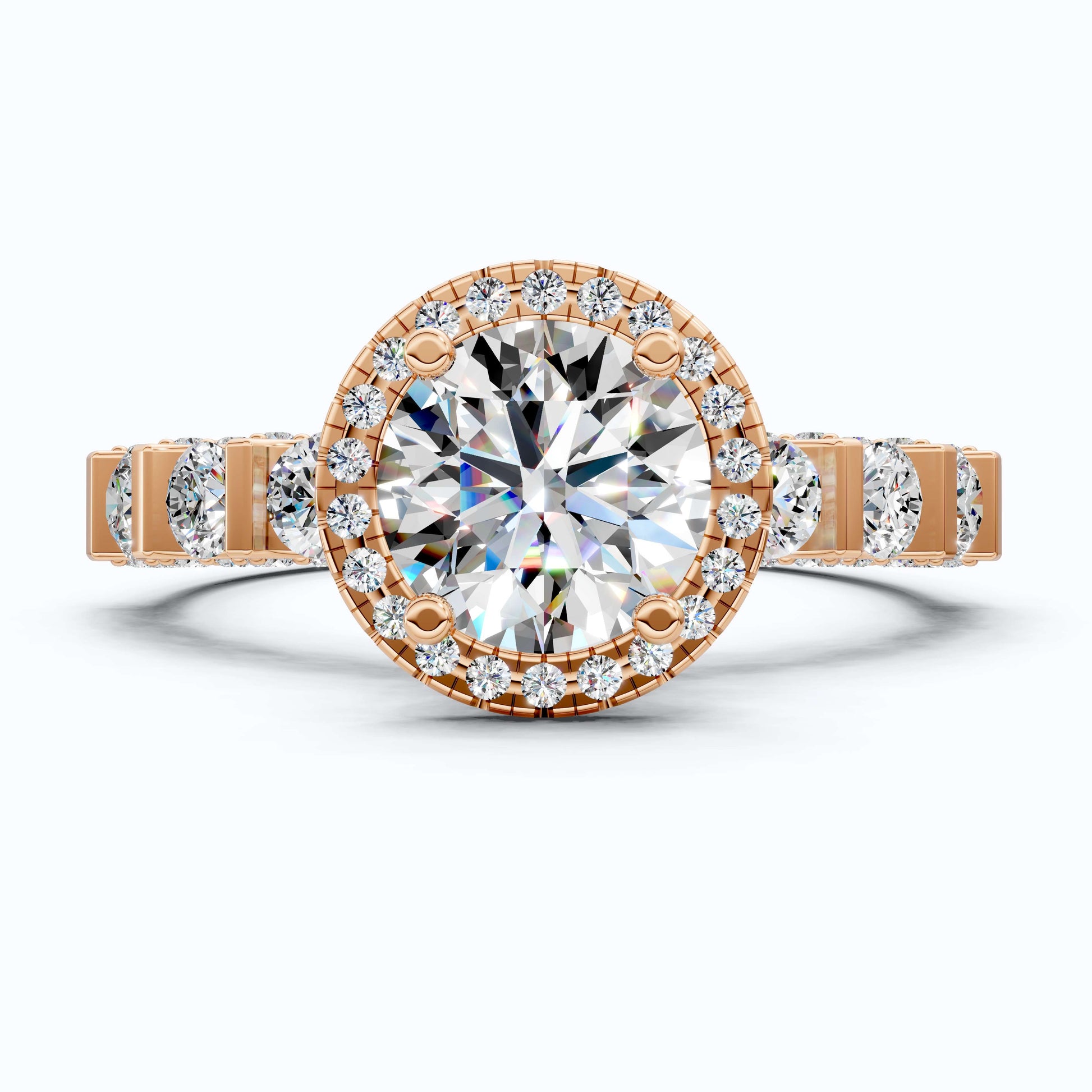 Dazzling Halo Style Engagement Ring in 14K Solid Gold, 2.42 TCW Round Cut Lab Created Diamonds, Wedding Gift for Her, Bridal Jewelry