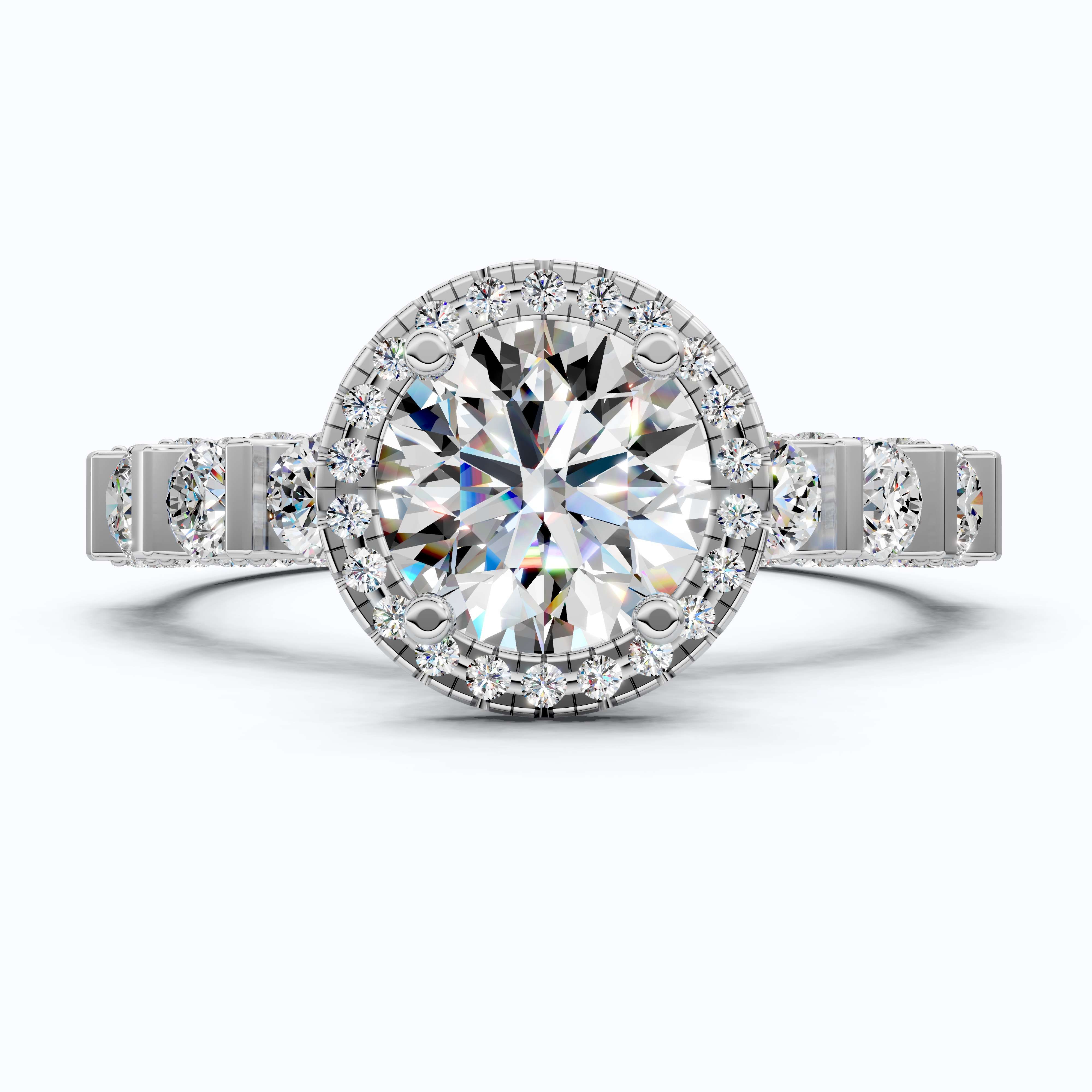 Dazzling Halo Style Engagement Ring in 14K Solid Gold, 2.42 TCW Round Cut Lab Created Diamonds, Wedding Gift for Her, Bridal Jewelry