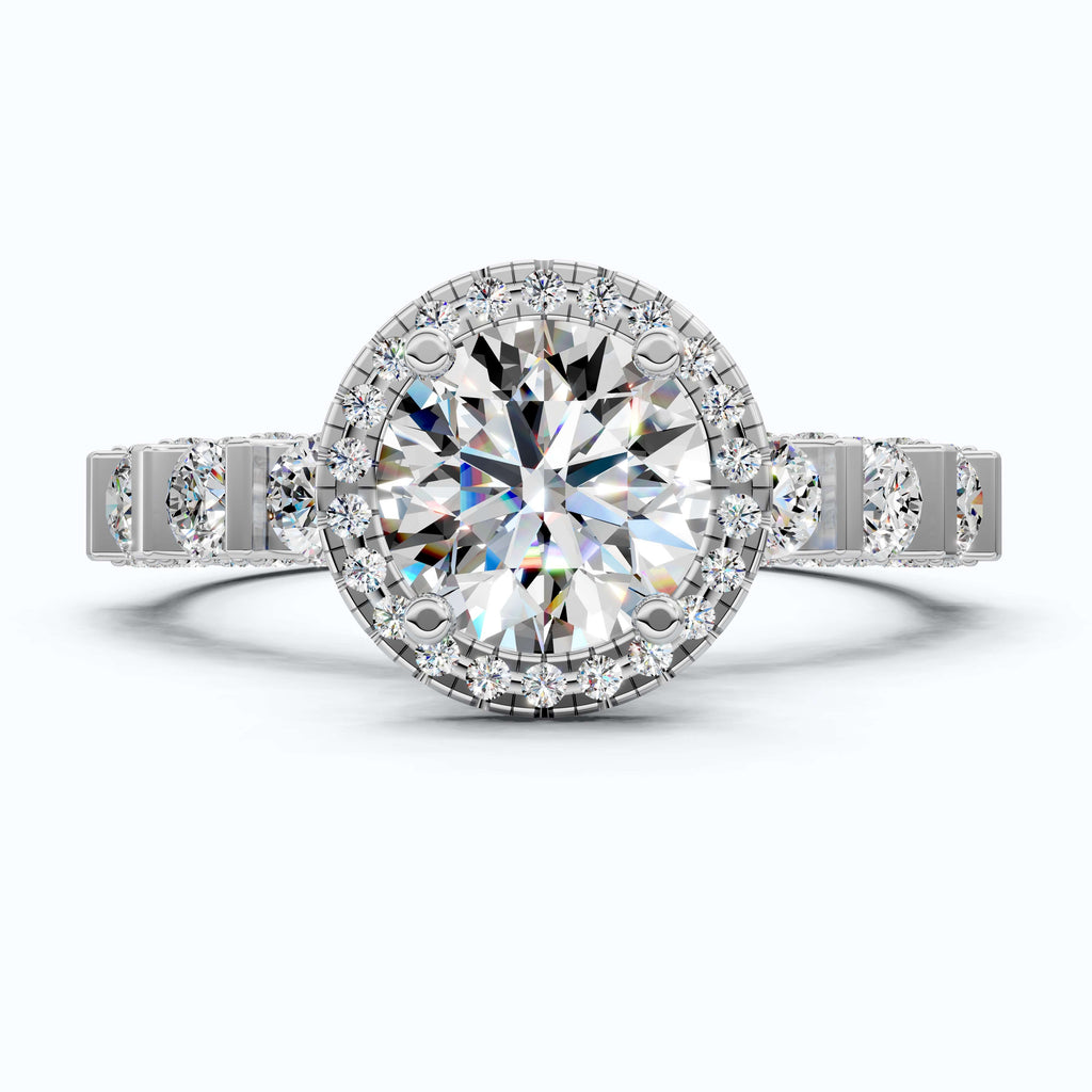 Dazzling Halo Style Engagement Ring in 14K Solid Gold, 2.42 TCW Round Cut Lab Created Diamonds, Wedding Gift for Her, Bridal Jewelry