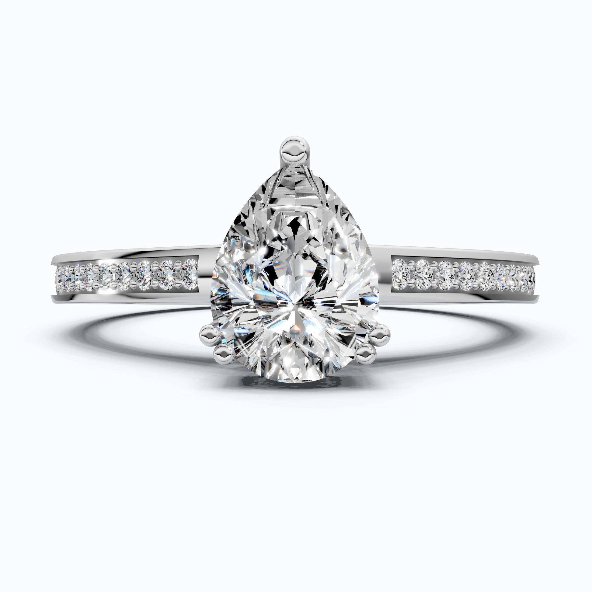 1.25 CT Pear Cut Hidden Halo Pave Engagement Ring in Lab Grown Diamond - 14K Solid Gold, Wedding Gift for Wife, Handmade Everyday Ring