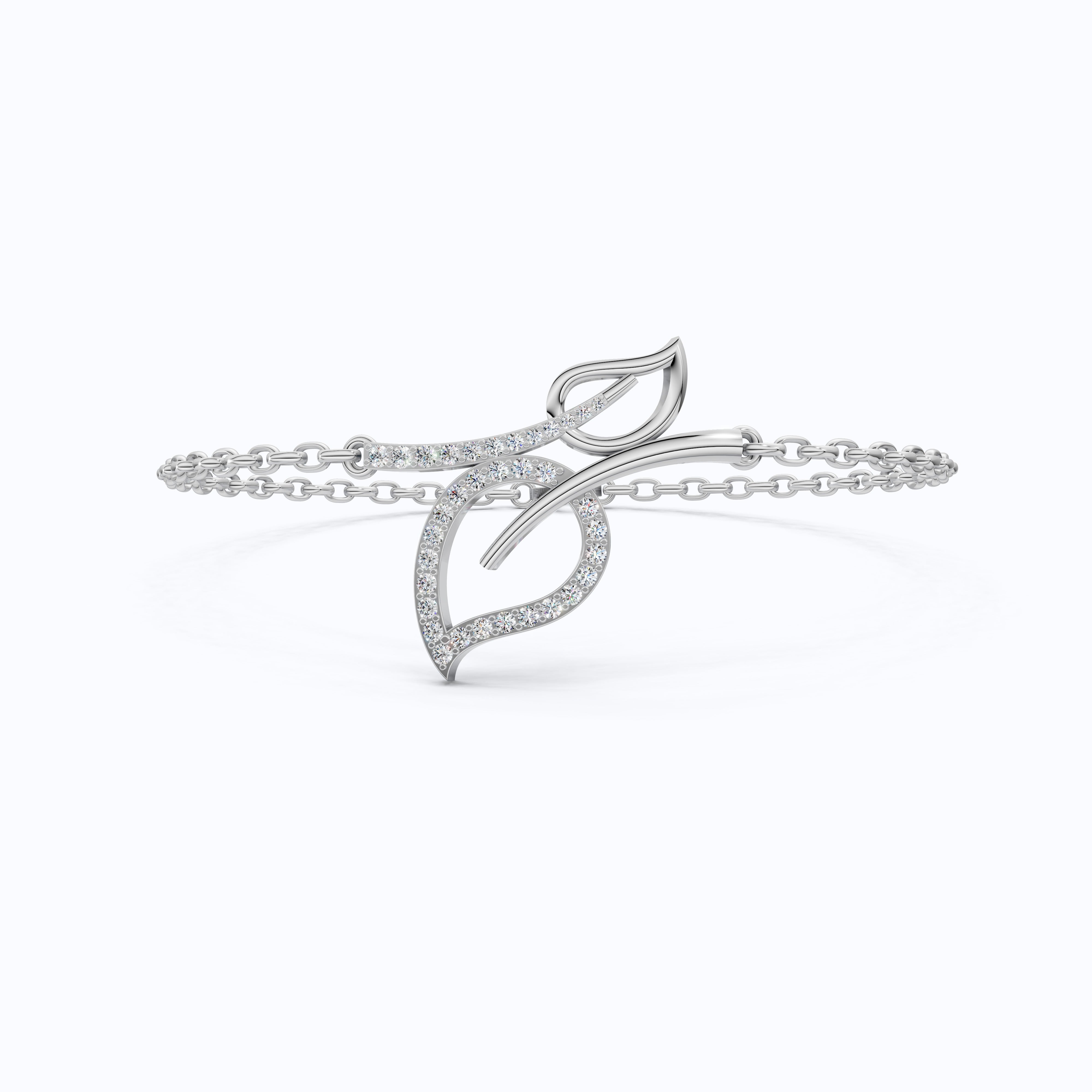 Leaf Design Bracelet in 14K Yellow Gold, Dainty Jewelry Gift for Women, Nature Inspired