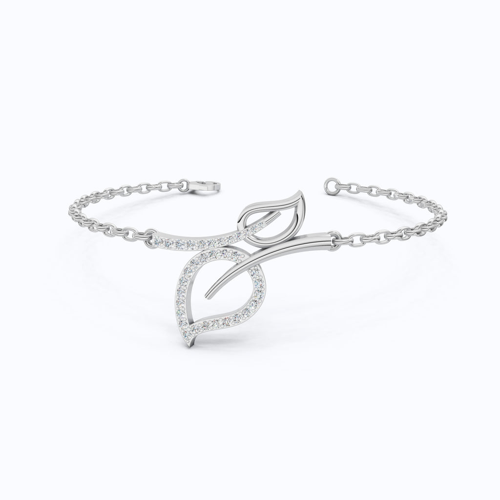 Leaf Design Bracelet in 14K Yellow Gold, Dainty Jewelry Gift for Women, Nature Inspired