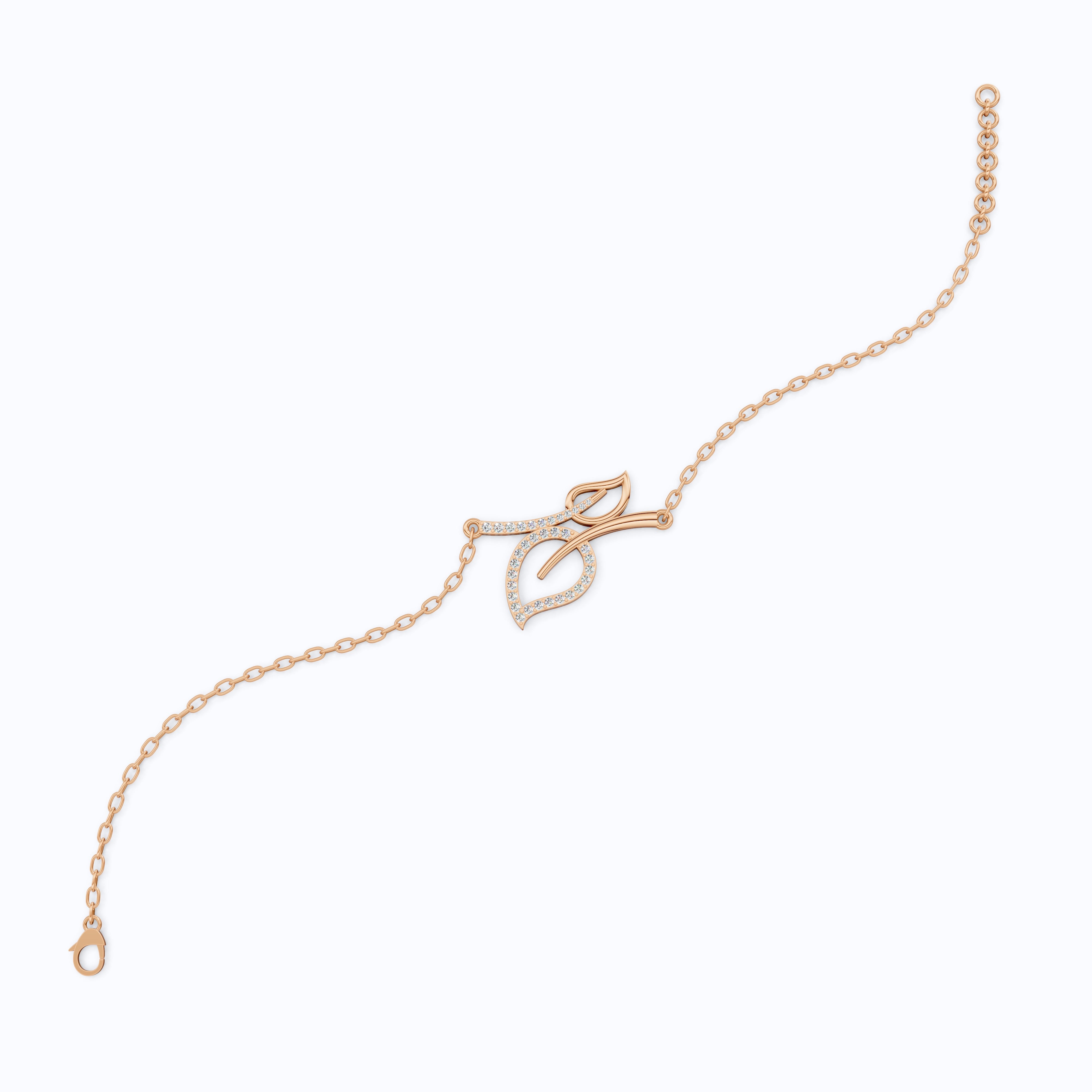 Leaf Design Bracelet in 14K Yellow Gold, Dainty Jewelry Gift for Women, Nature Inspired