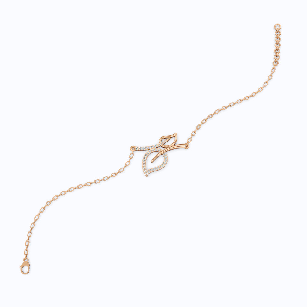 Leaf Design Bracelet in 14K Yellow Gold, Dainty Jewelry Gift for Women, Nature Inspired
