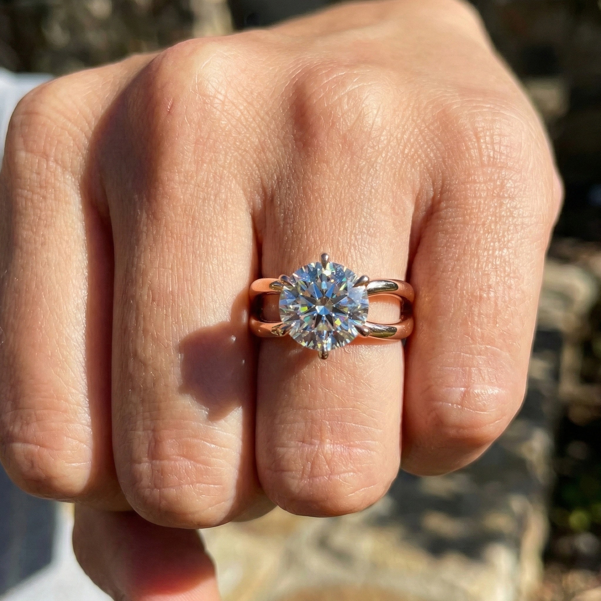 Twisted Bypass Solitaire Engagement Ring in 14K Solid Gold, 1.00 CT Round Cut Lab Created Diamond, Anniversary Gift for Wife, Handmade Jewelry