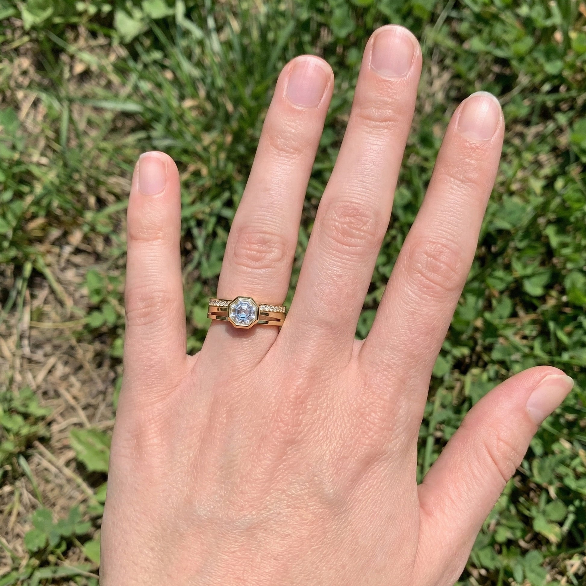 Octagon Bezel Style Split Shank Pavé Men's Engagement Ring in 14k Solid Gold, 0.50 CT Octagon Cut Lab Grown Diamond, Everyday Wedding Gift For Him