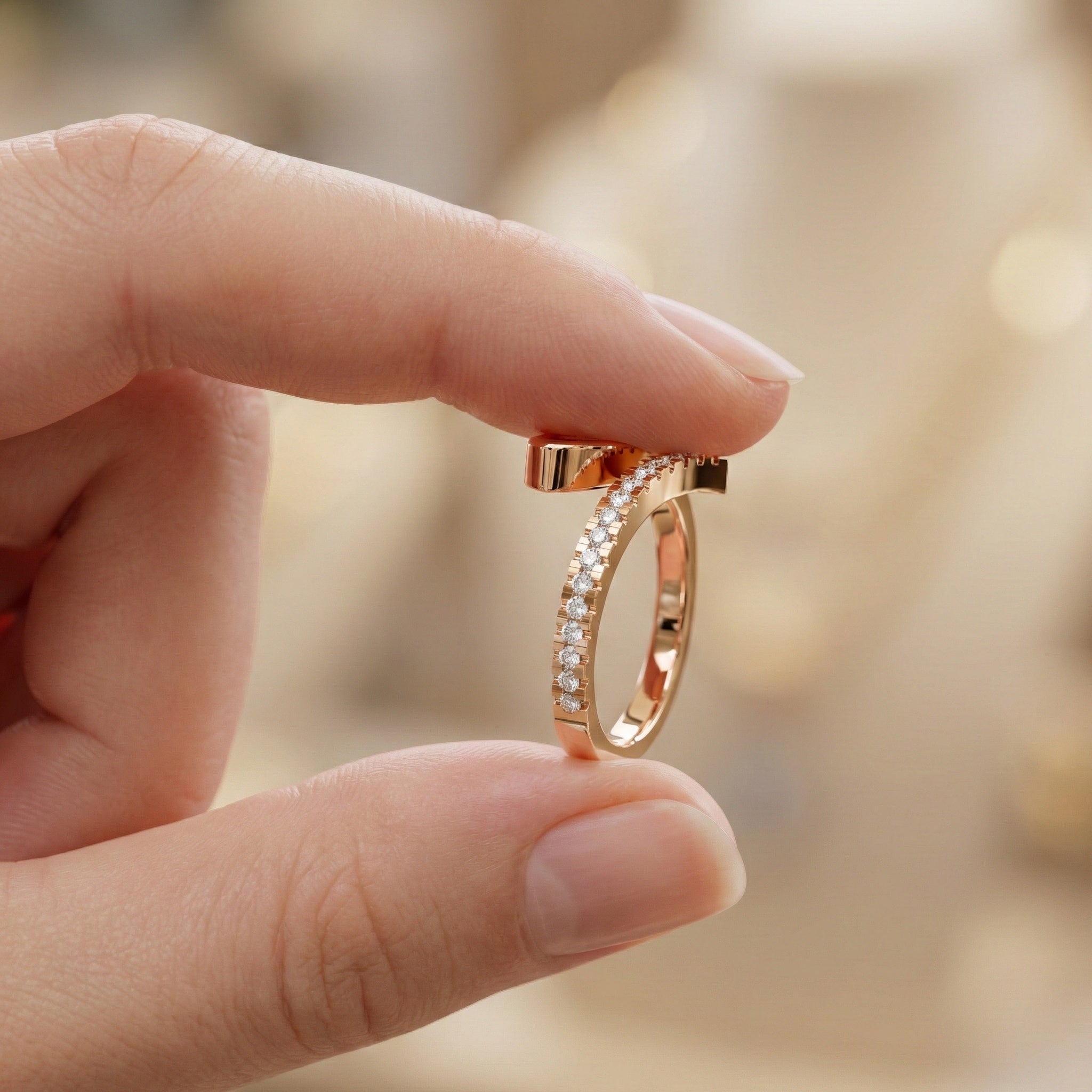 Modern Open Wrap Pear Solitaire Engagement Ring in Lab Diamond – 14k Solid Gold, Wedding Gift for Her, Handmade Bridal Jewelry