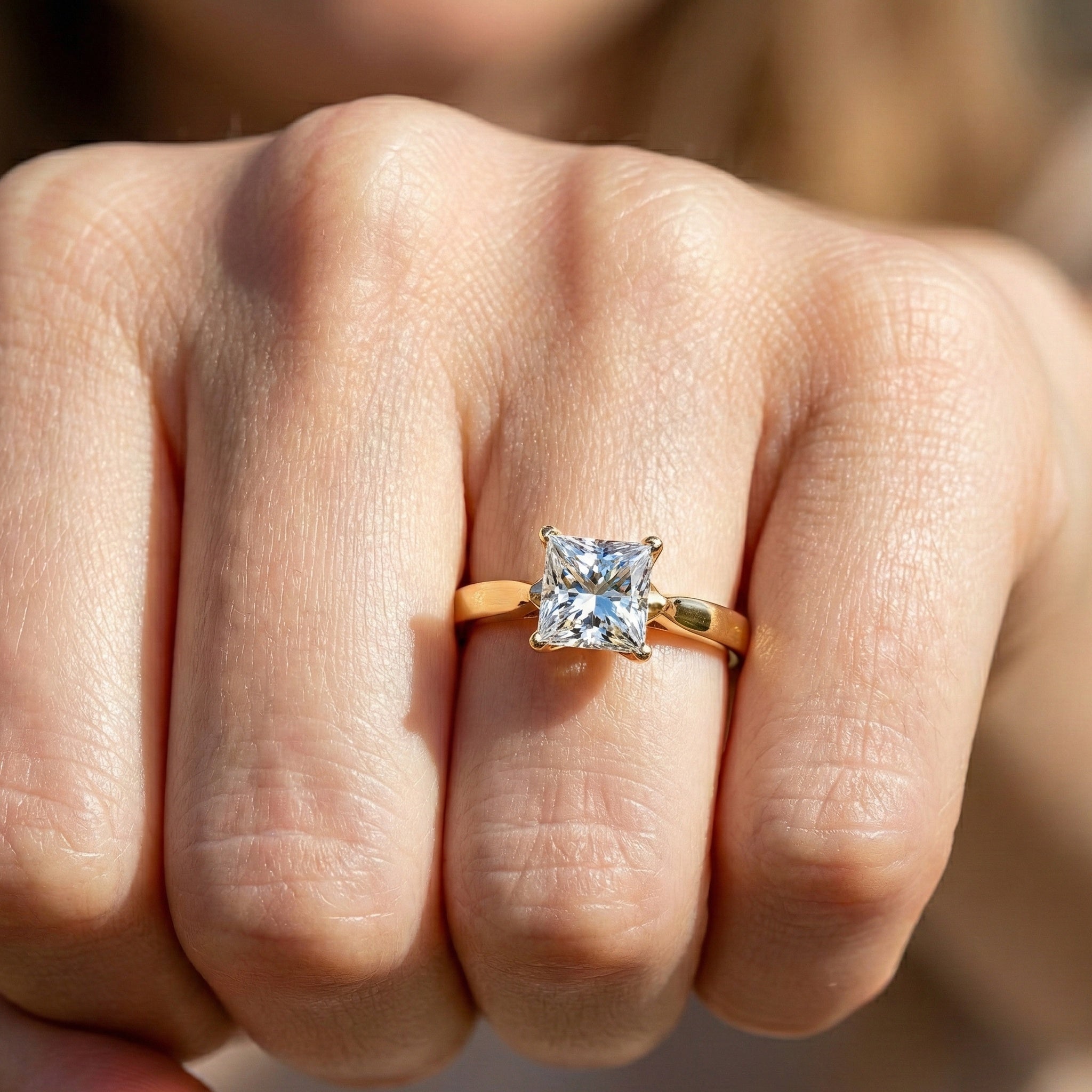 0.50 CT Princess Cut Lab Grown Diamond Solitaire Engagement Ring in 14K Yellow Gold, Anniversary Gift, Ring For Women, Handmade Jewelry, Everyday Jewelry